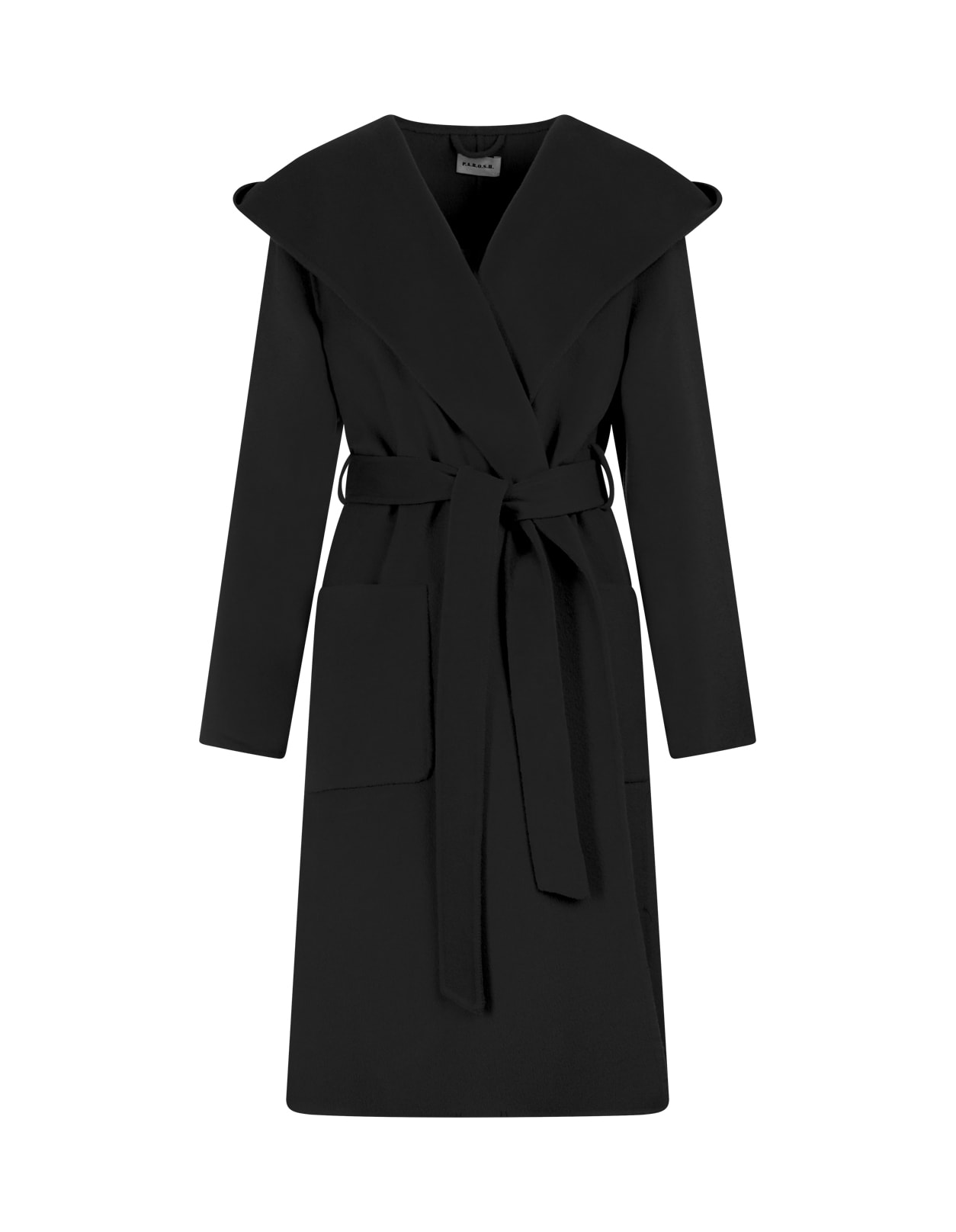 Parosh Leak Coat In Black Wool