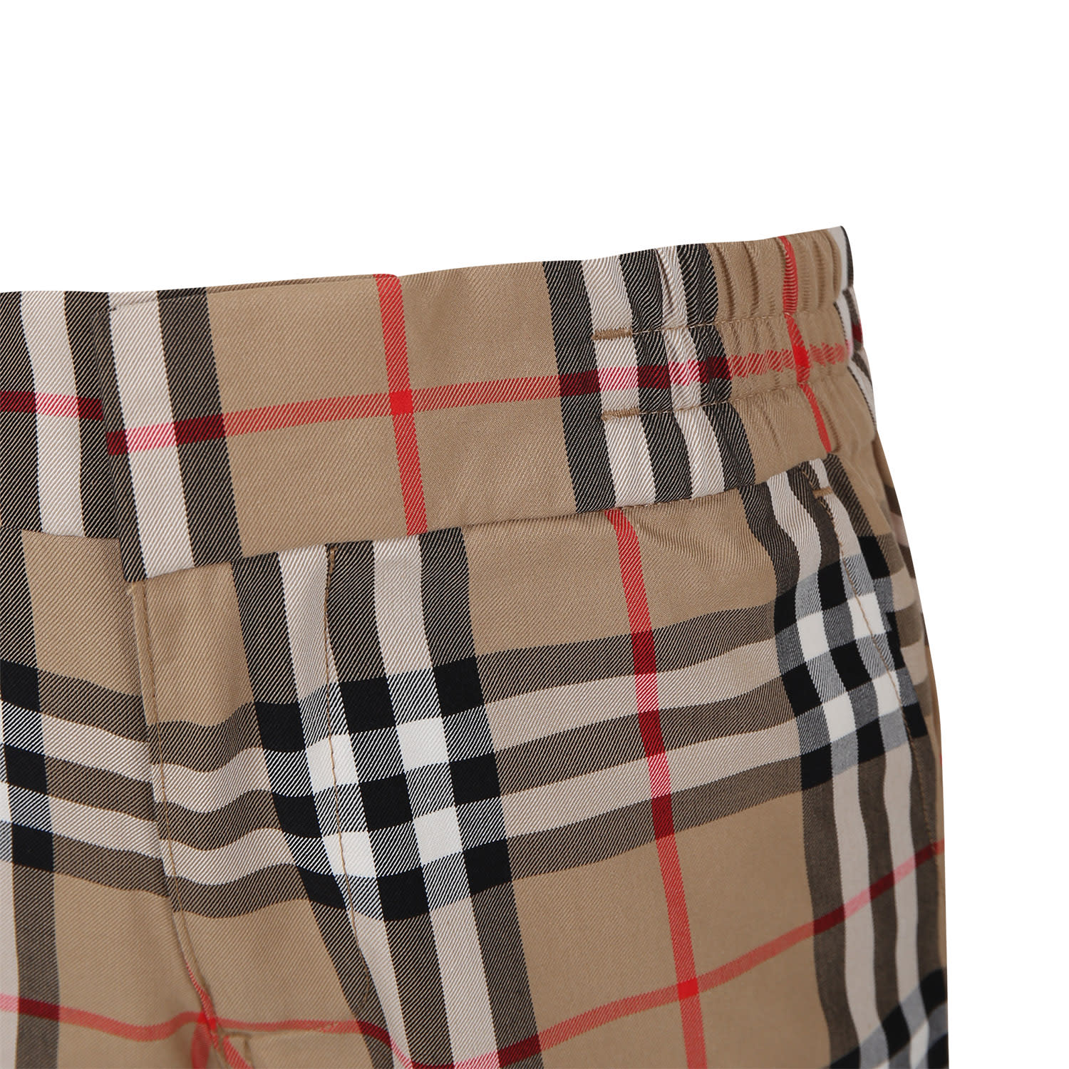 Shop Burberry Beige Shorts For Boy With Iconic All-over Vintage Check