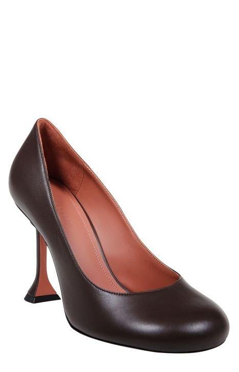Amina Muaddi 95mm Iris Leather Pumps In Brown