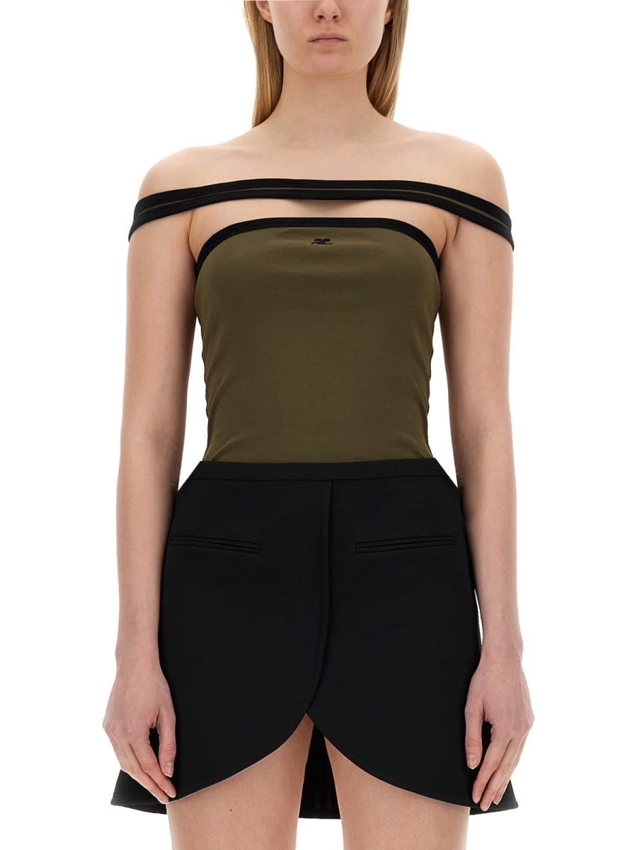 Shop Courrèges Tops With Logo In Green