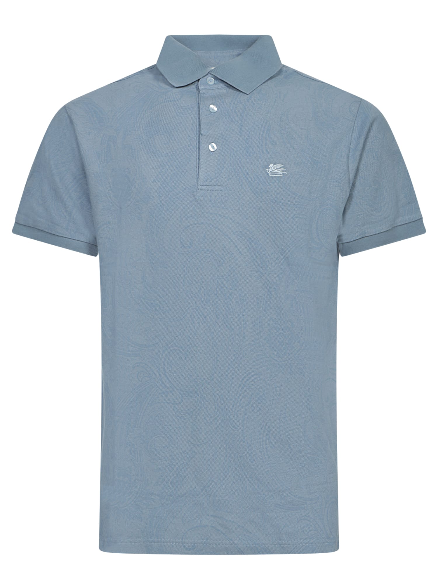 Etro Roma Print Blue Polo Shirt