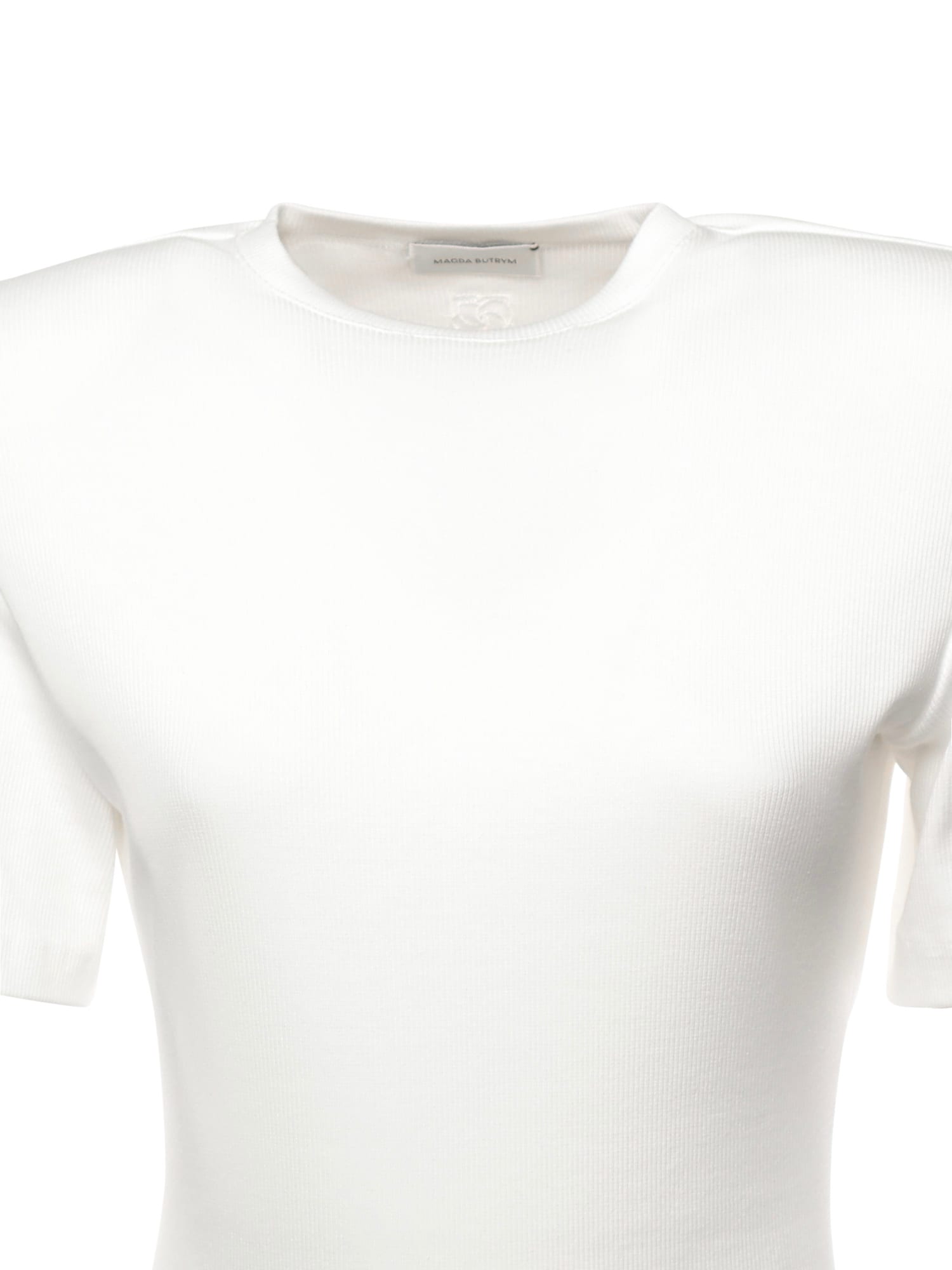 Magda Butrym Ribbed Short-sleeves Bodysuit In White