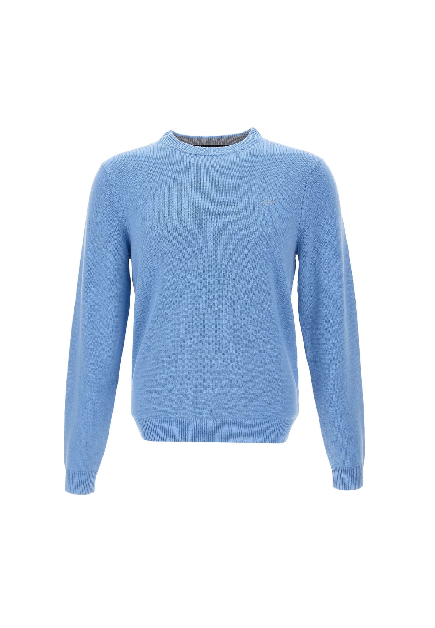Sun 68 Round Solid Wool And Viscose Blend Pullover In Blue