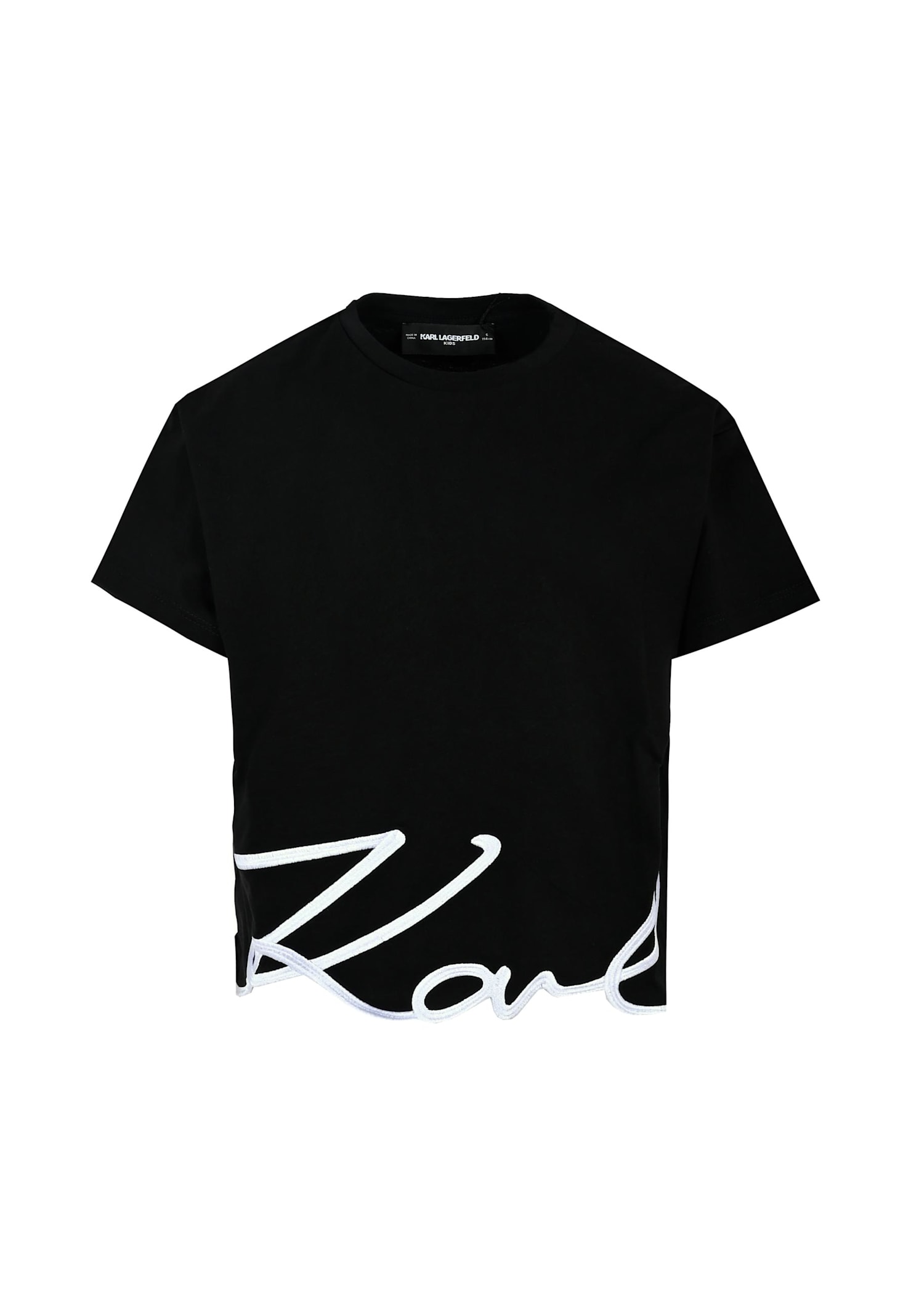 Karl Lagerfeld Black T-shirt For Girl With Logo In Black