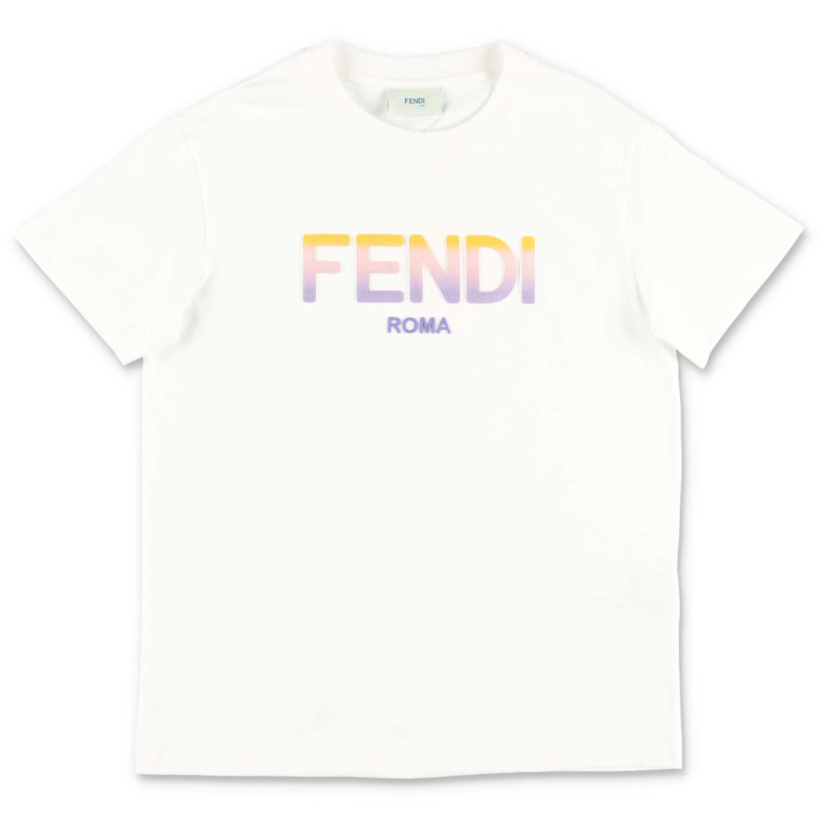 Fendi T-shirt Bianca In Jersey Di Cotone