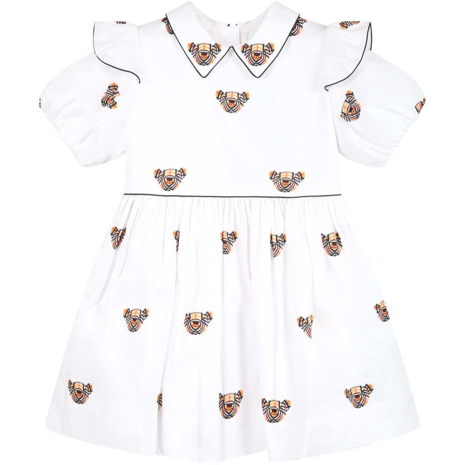 Burberry White Dress For Baby Girl With Thomas Bear