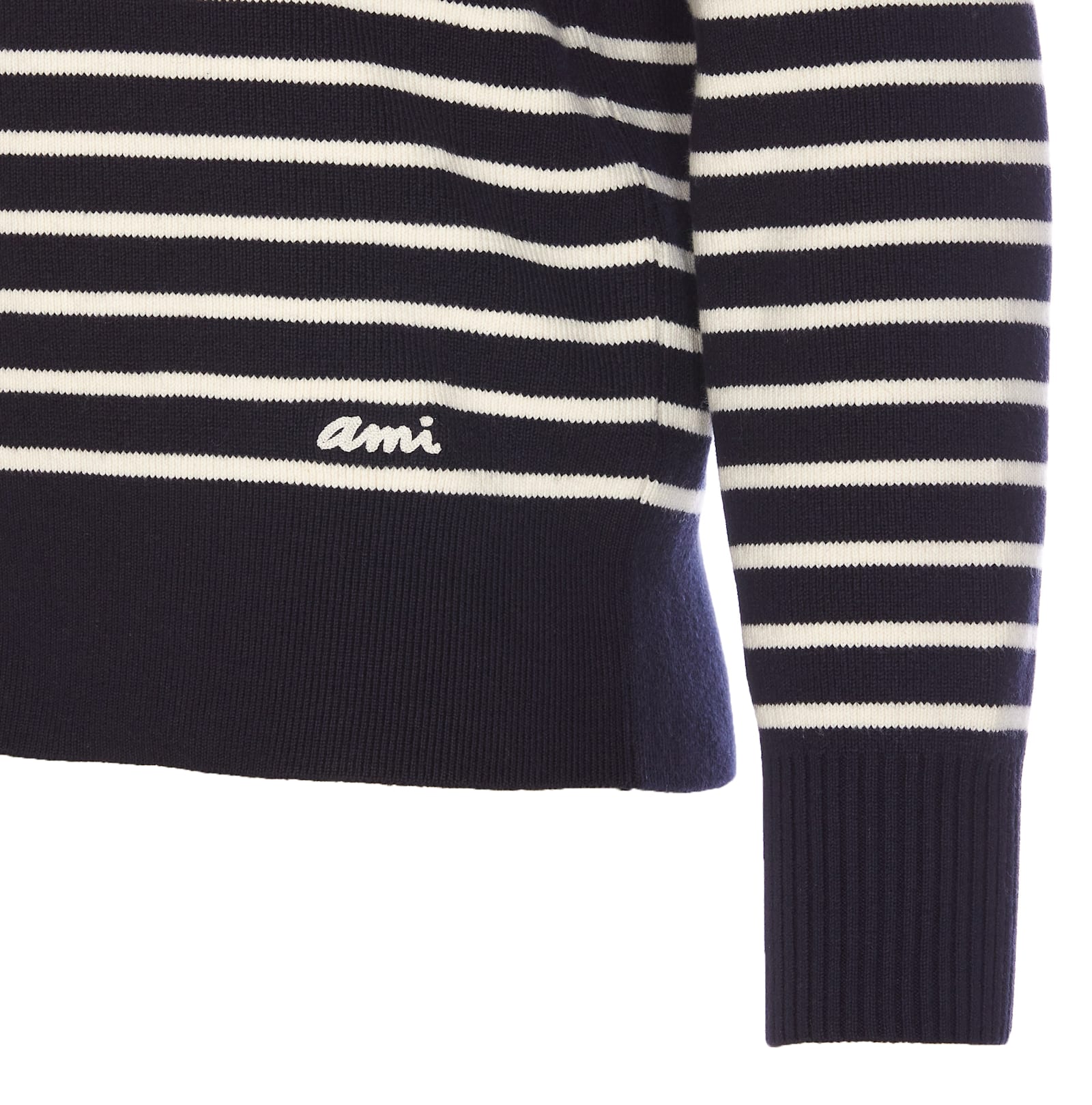 Shop Ami Alexandre Mattiussi Ami Logo Classic Sailor Pullover In Blue