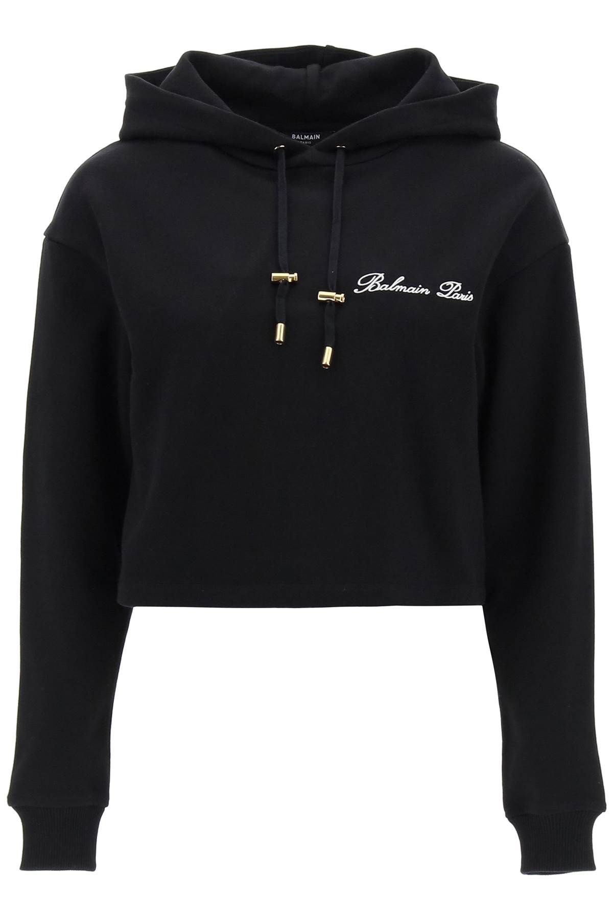Cropped Hoodie With Logo Embroidery