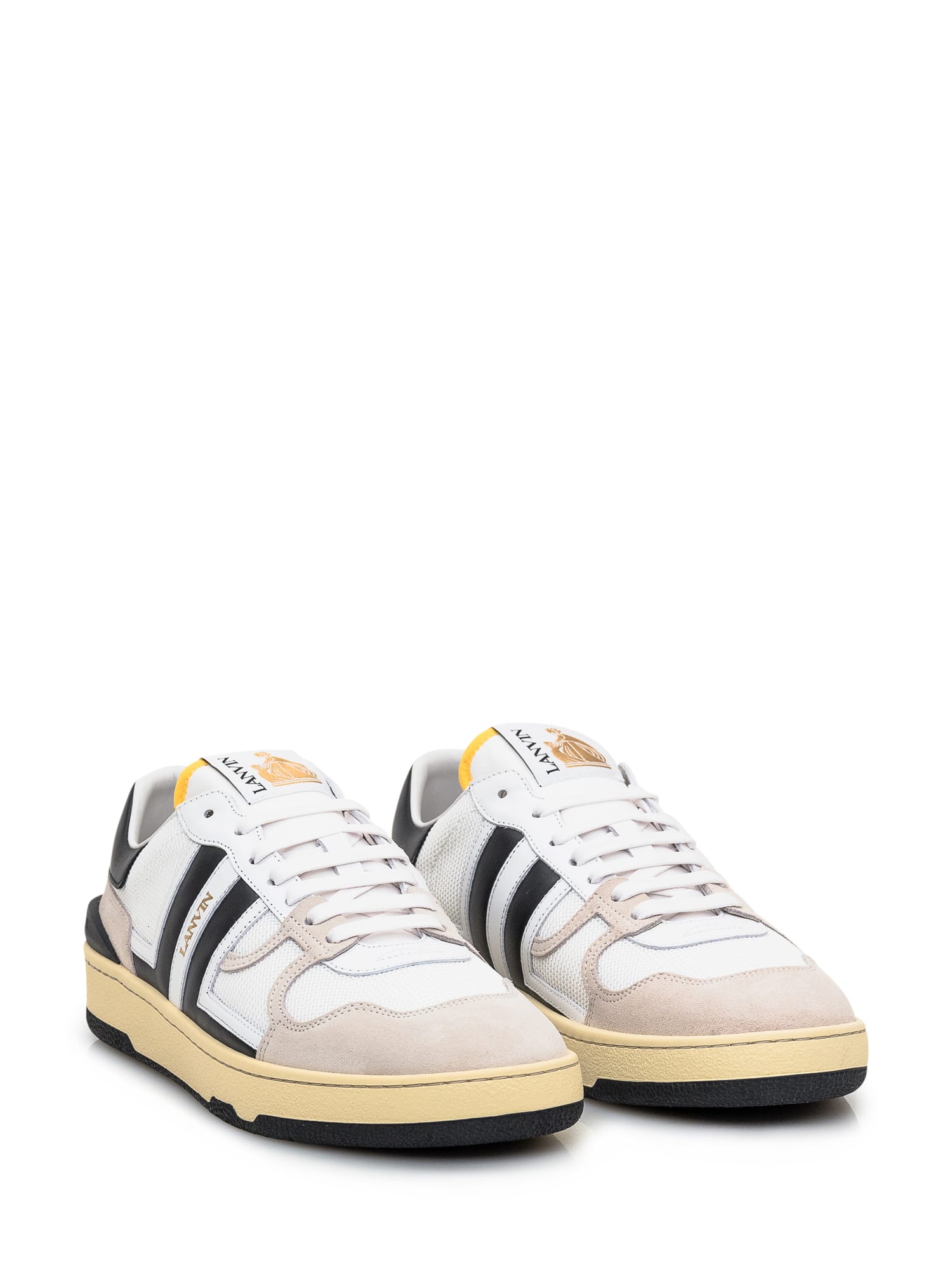 Shop Lanvin Clay Low Top Sneakers In White/black