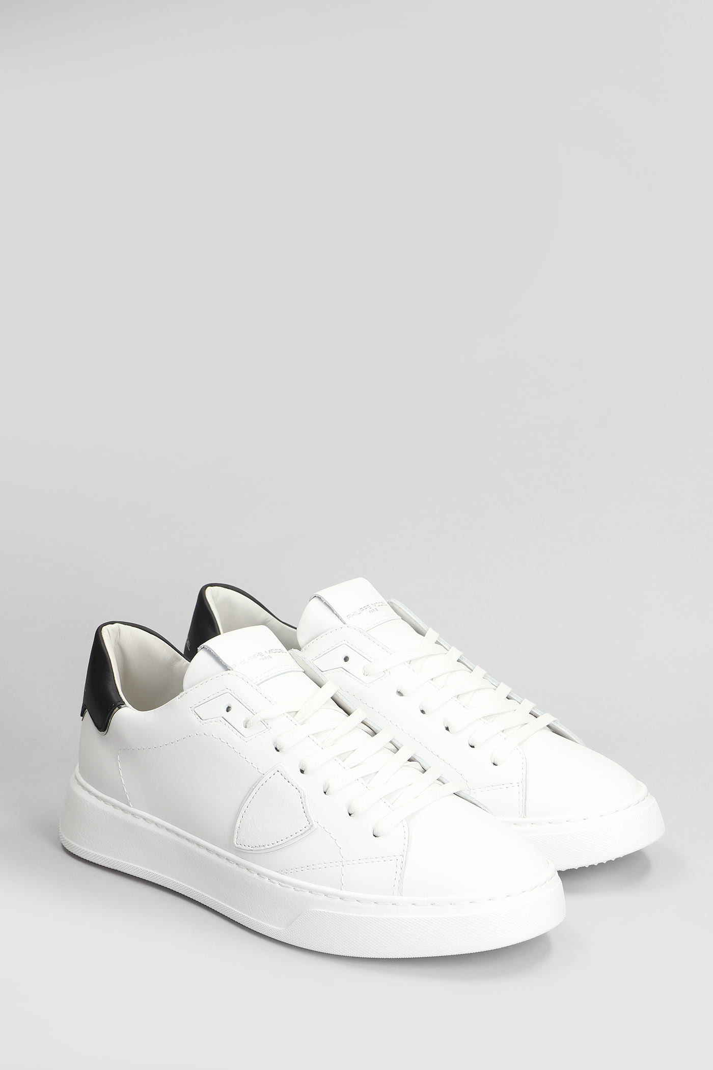 Shop Philippe Model Temple Low Sneakers In White Leather