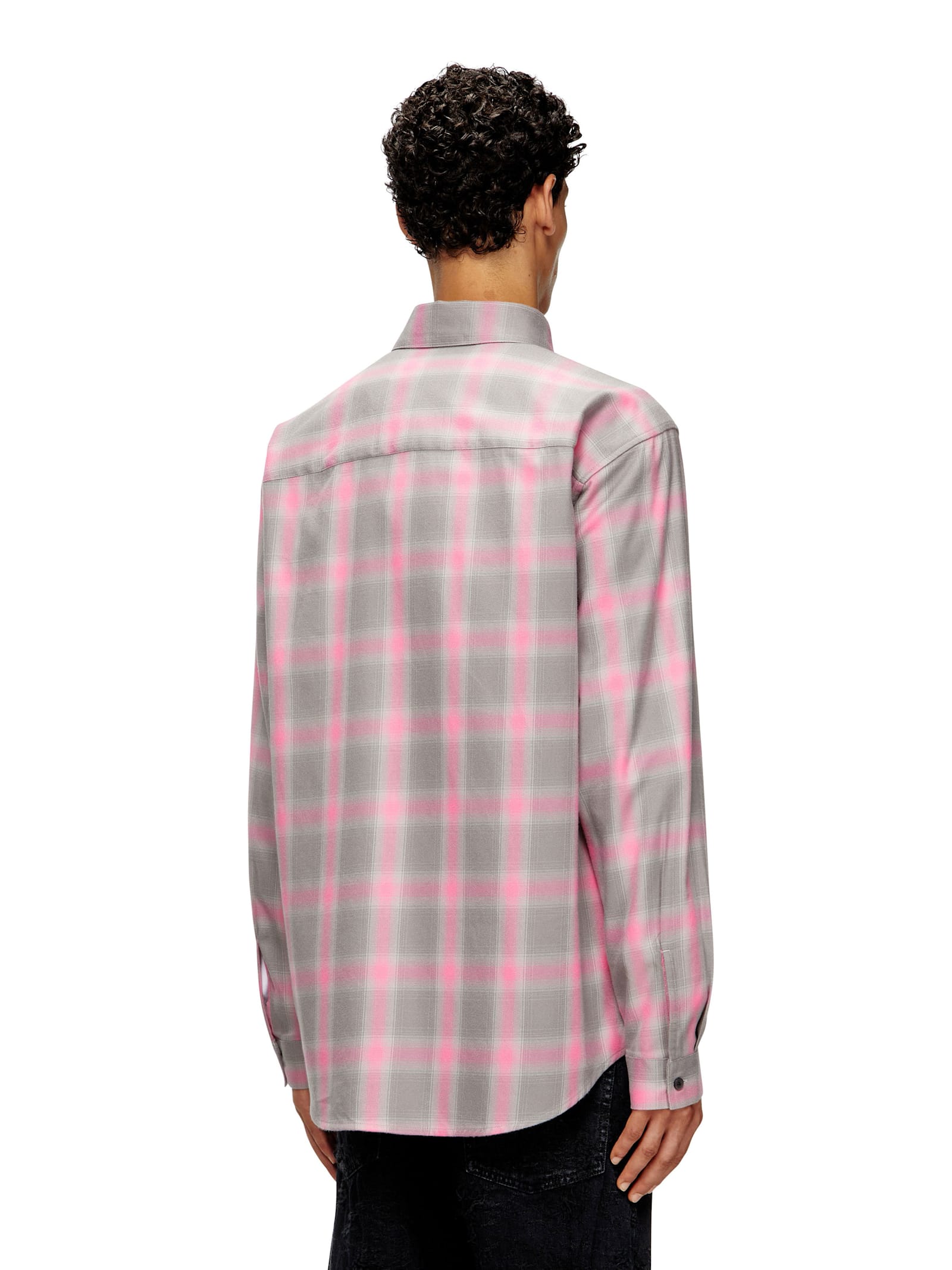 Diesel Men S-simply Check Cotton Blend Shirt In Gray