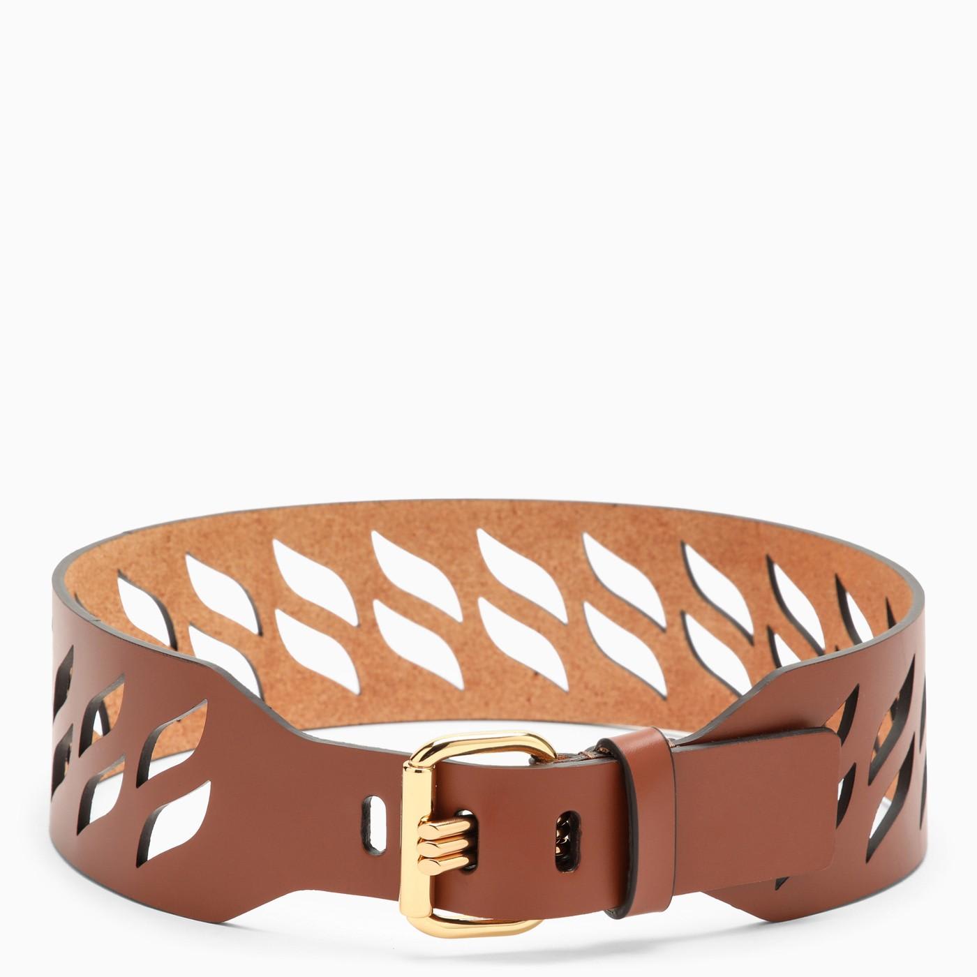 Brown Perforated Leather Belt