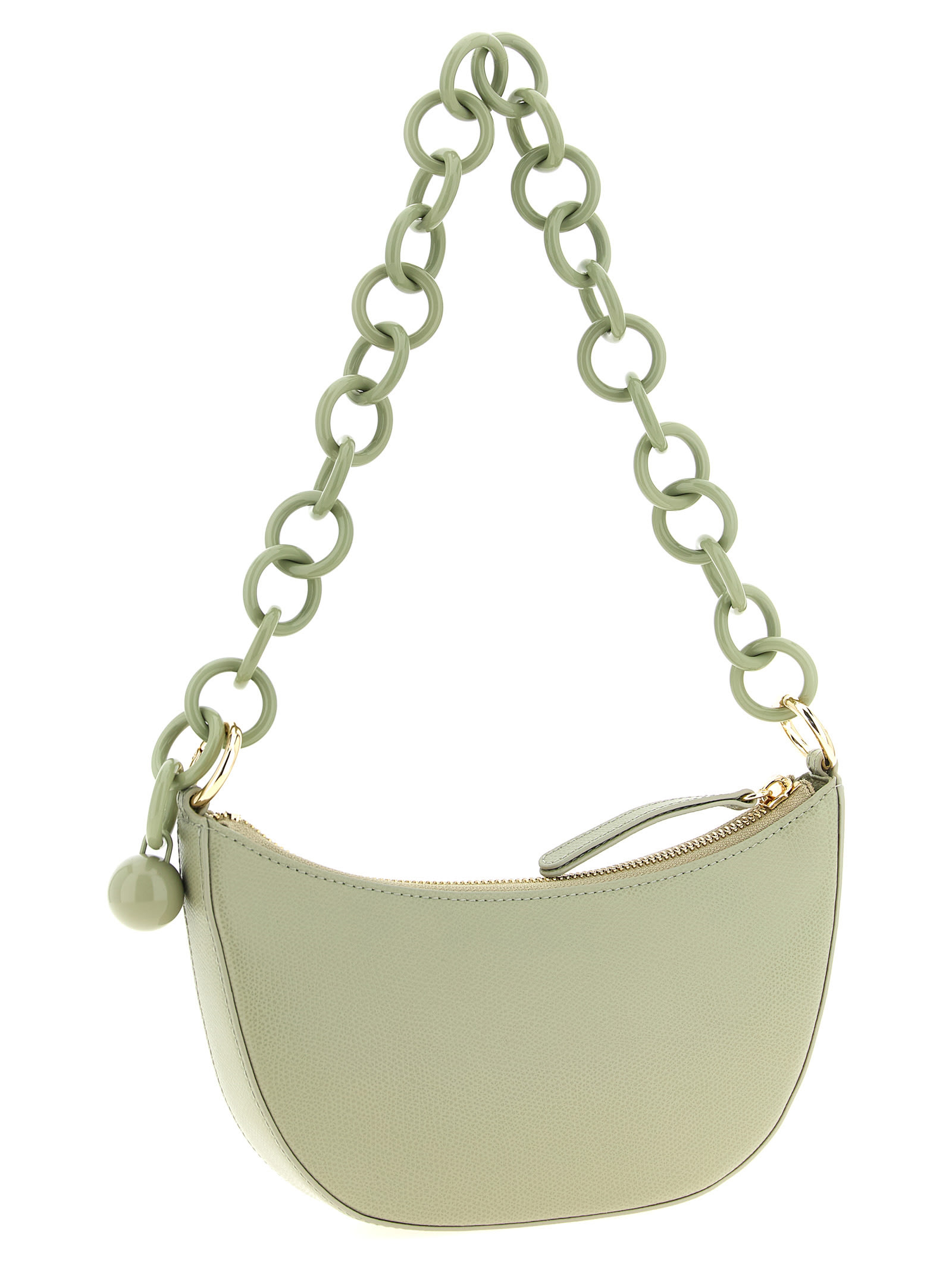 Furla Mini Half-moon Leather Shoulder Bag In Green