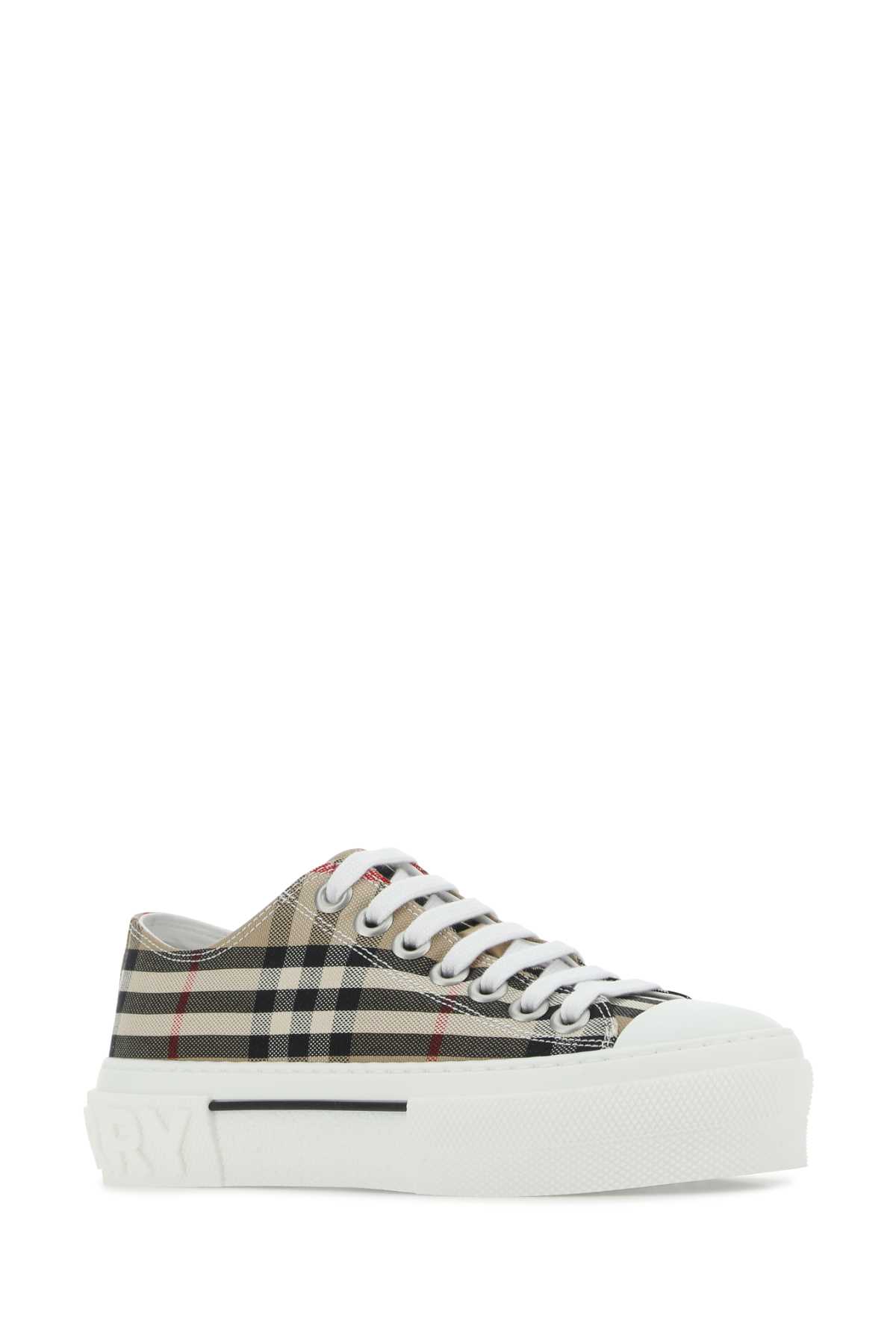 Shop Burberry Printed Canvas Sneakers In A7028