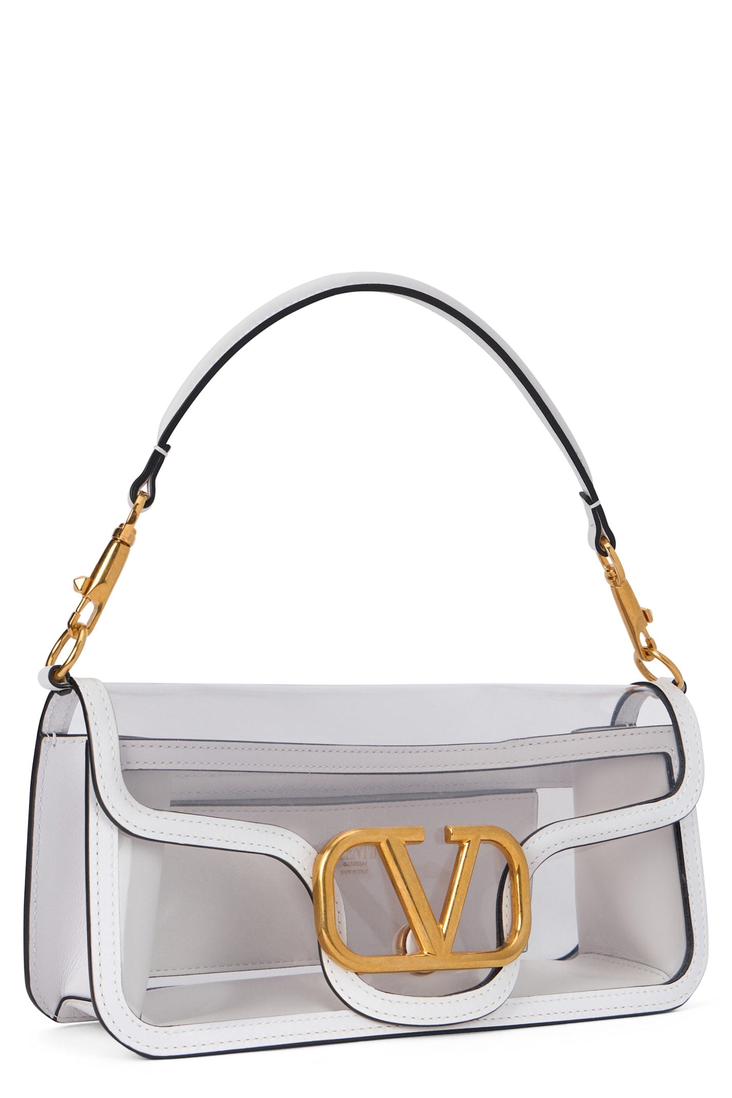 Valentino Elegant Transparent Bag With Golden Details In White