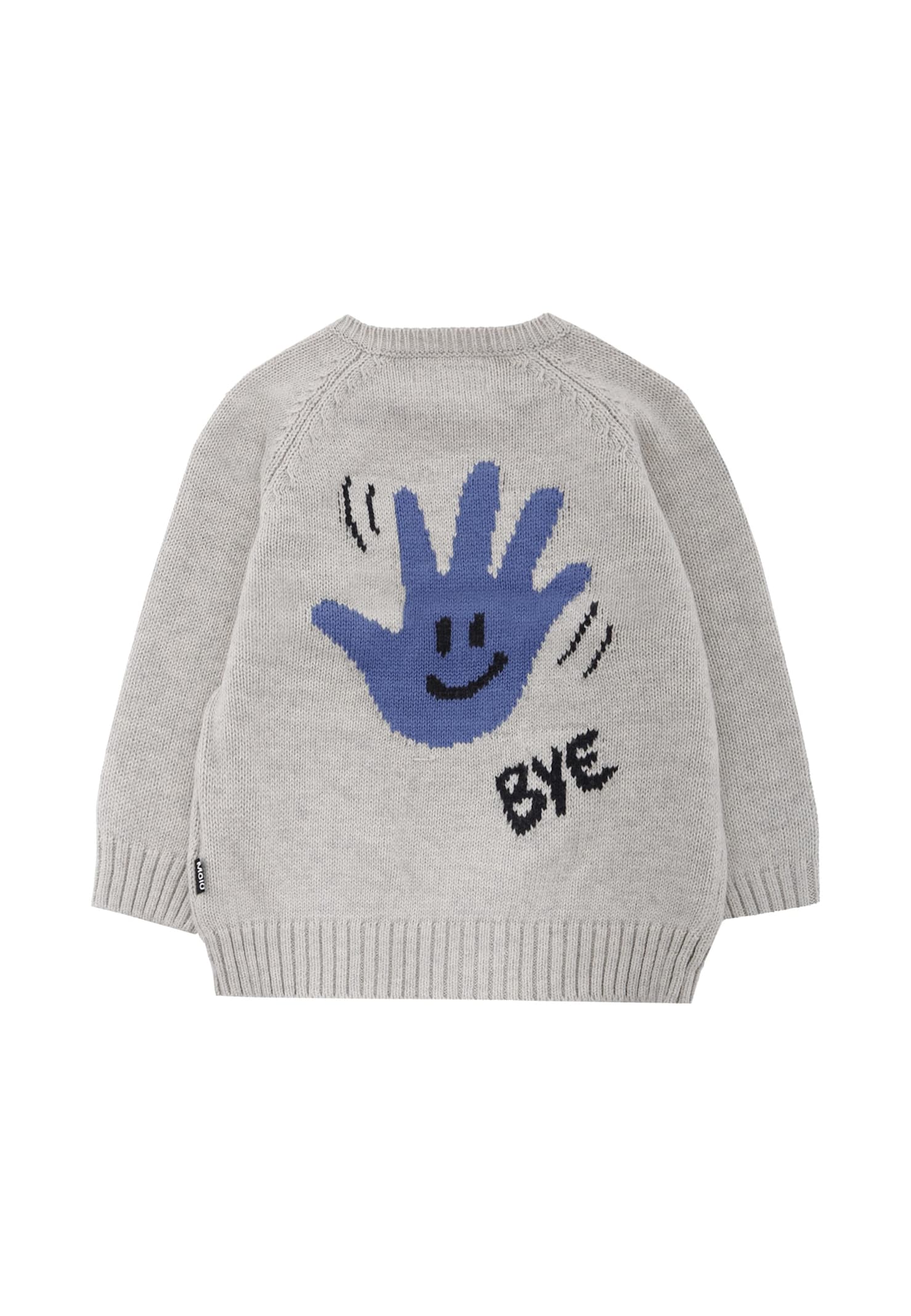 Molo Beige Sweater For Babykids With Hand In Gray
