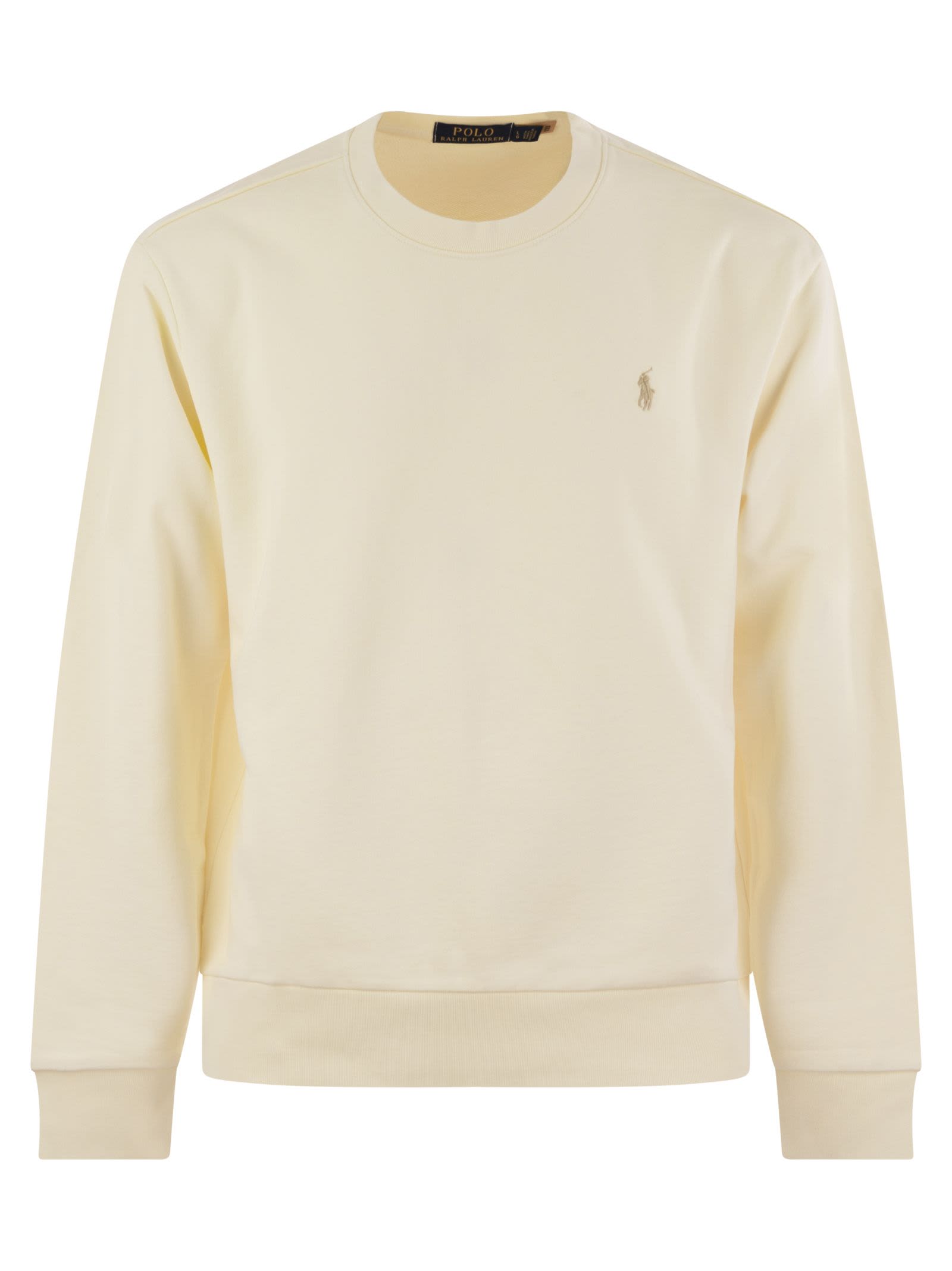 Shop Polo Ralph Lauren Classic-fit Cotton Sweatshirt In Cream