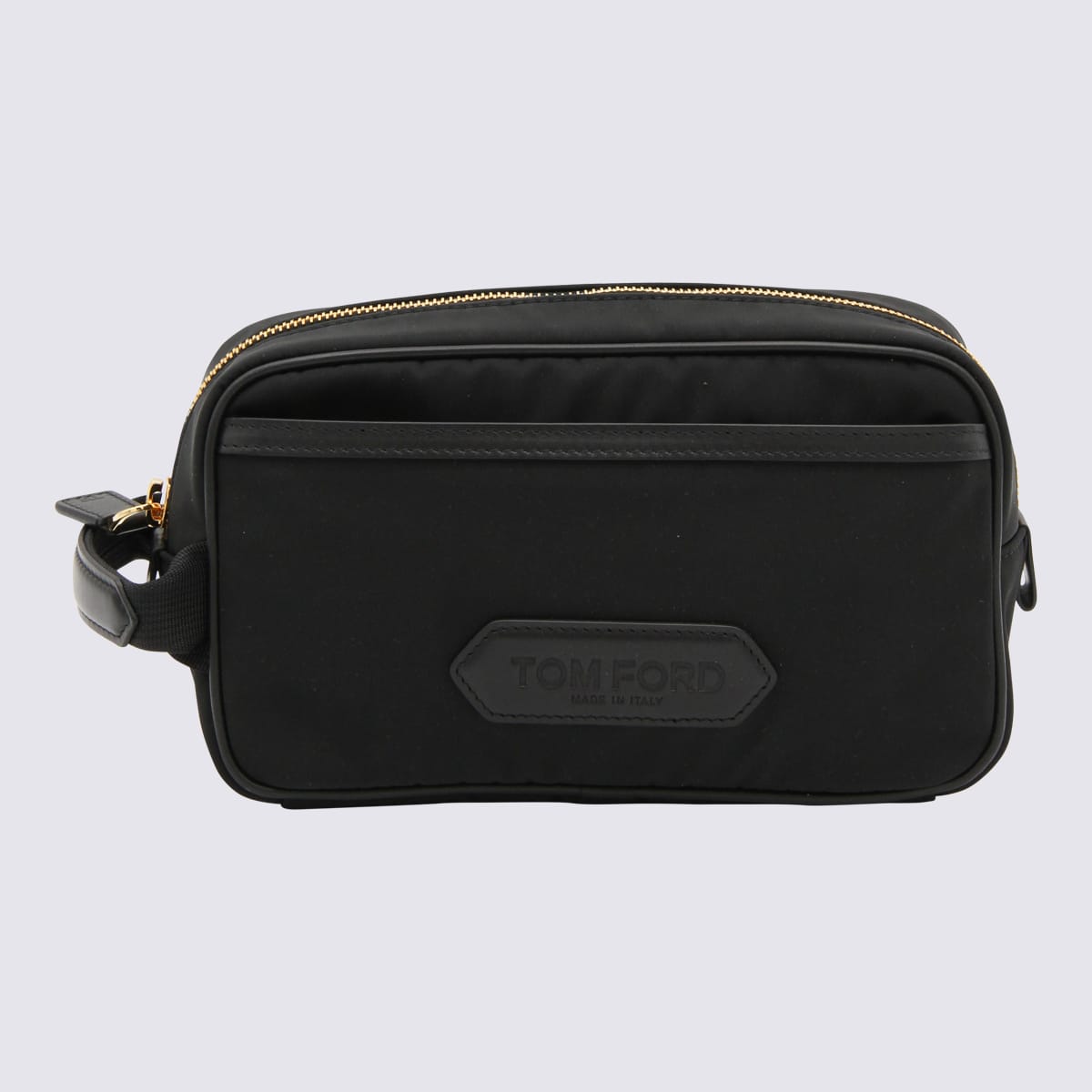 Tom Ford Black Canvas And Leather Pouch Bag