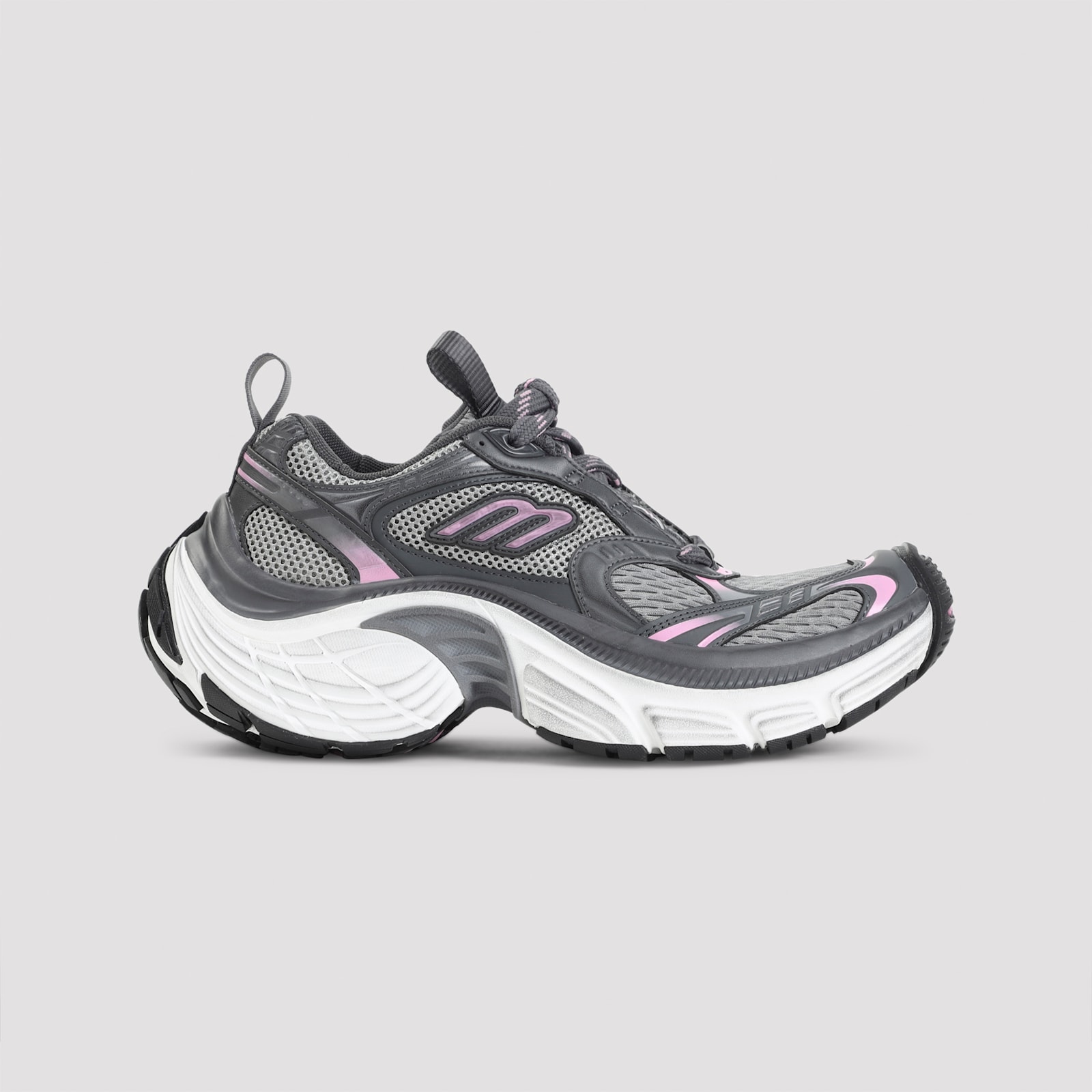 Balenciaga Grey Pink White And Black 6xl Polyurethane Sneakers In Gray