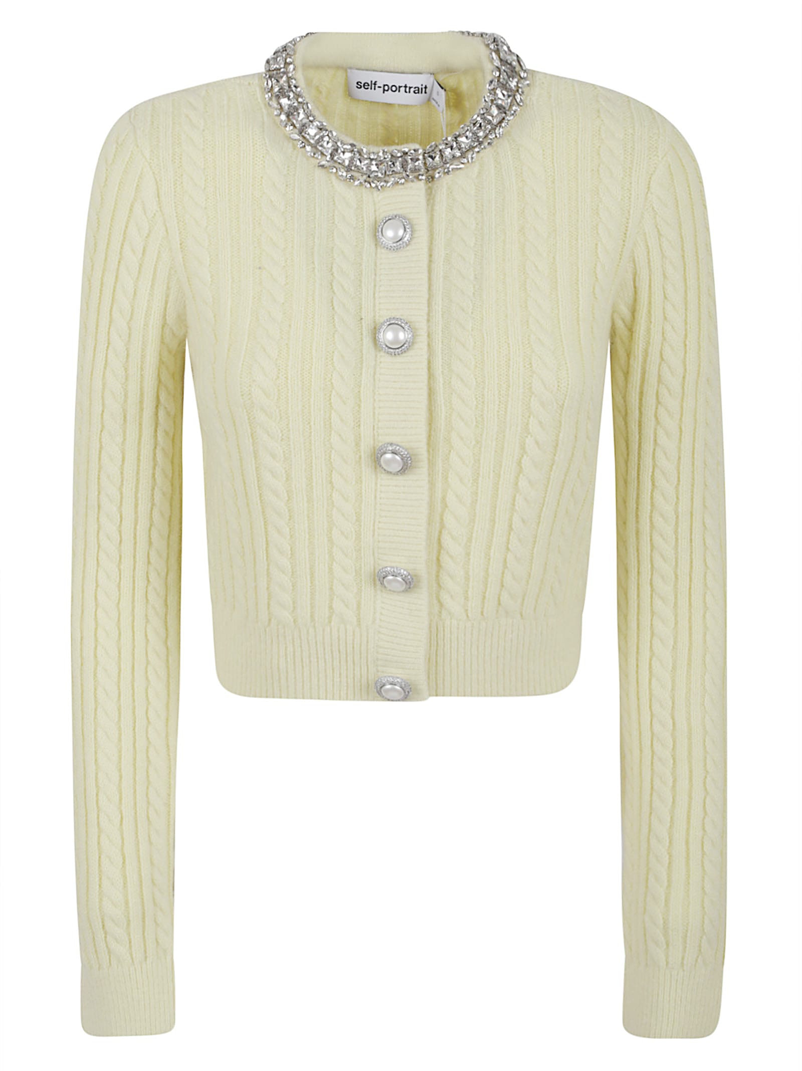 Self-portrait Yellow Alpaca Cardigan In Black