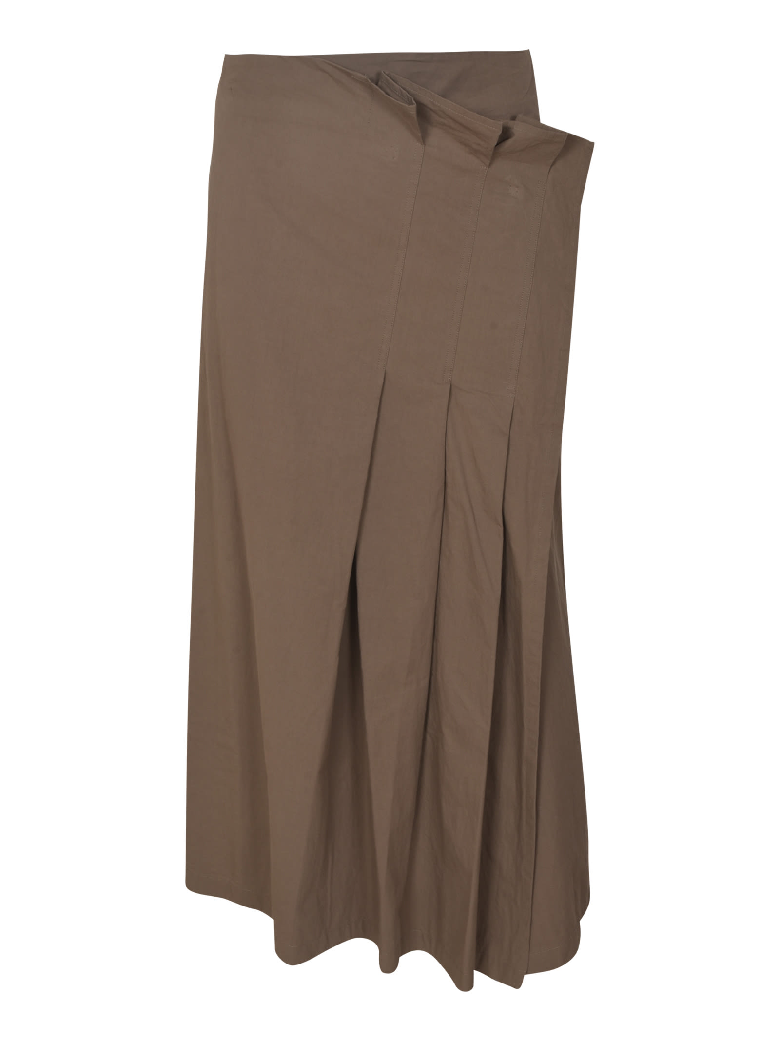 Shop Yohji Yamamoto Pleat Detail Asymmetric Skirt In Beige