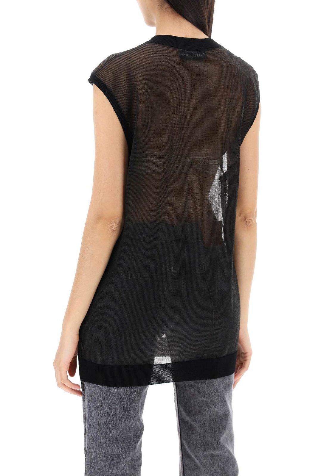 Shop Y/project Logo Intarsia Knitted Semi-sheer Jumper In Black