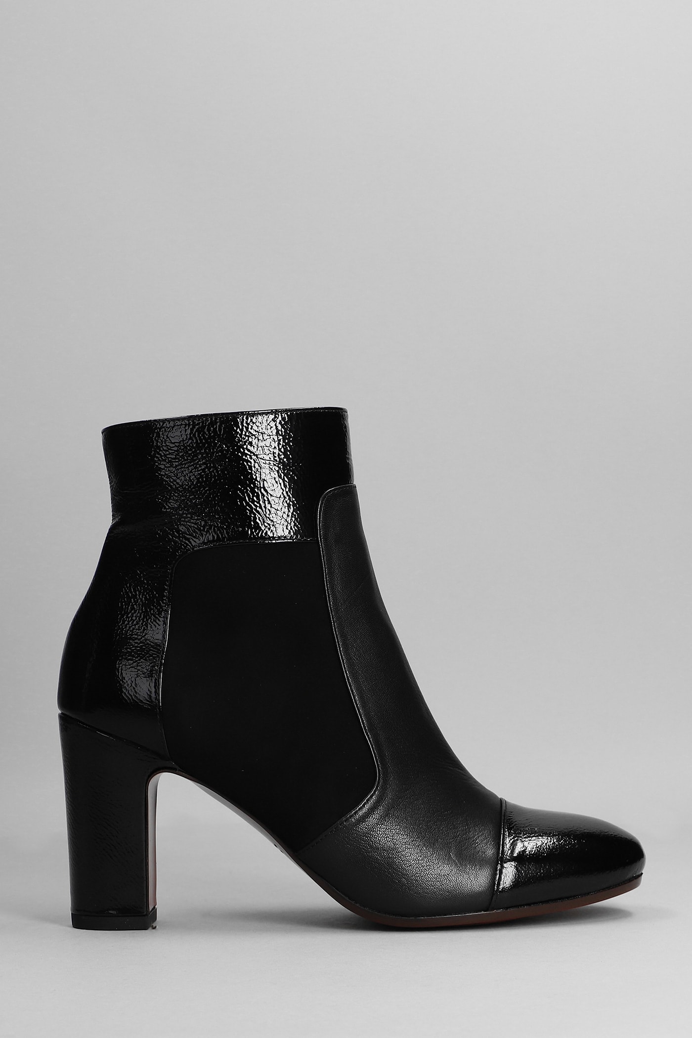 Chie Mihara Wetop High Heels Ankle Boots In Black Leather