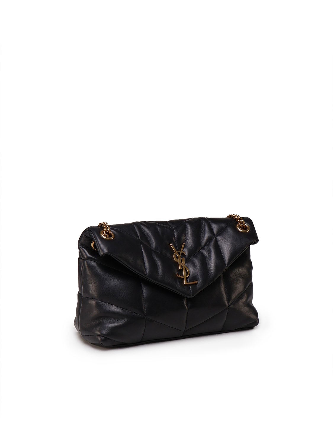 Shop Saint Laurent Loulou Puffer Shoulder Bag In Black