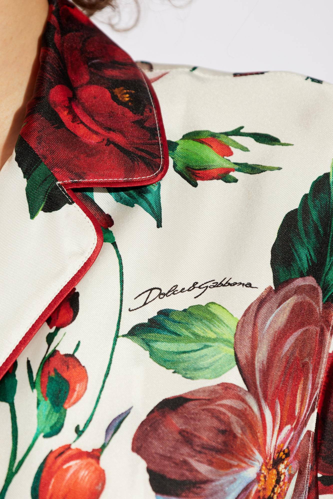 Dolce & Gabbana Women's Rose Print Pajama Shirt | Size 42 | F5i89t Color Is1zdha5pd In Pink
