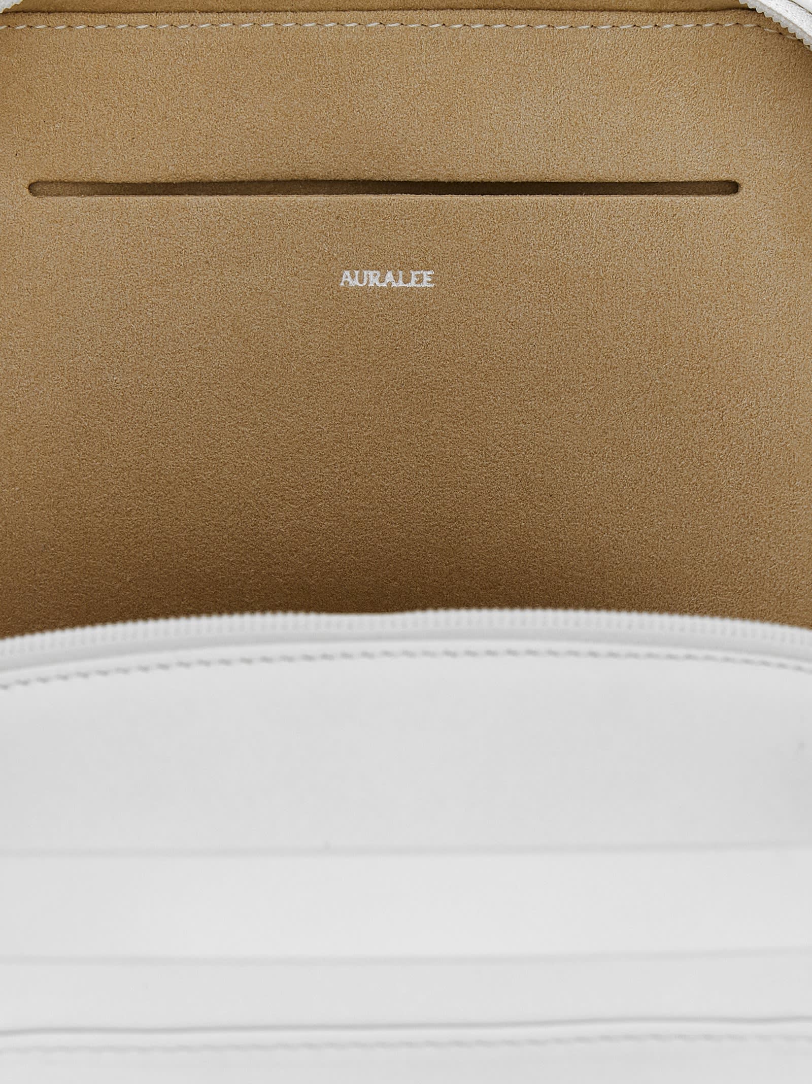 Auralee Small Rectangular Leather Travel Handbag In White