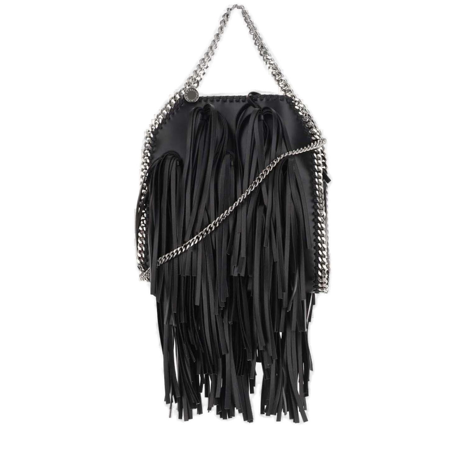 Shop Stella Mccartney Tassel Detailed Mini Falabella Tote Bag In Black