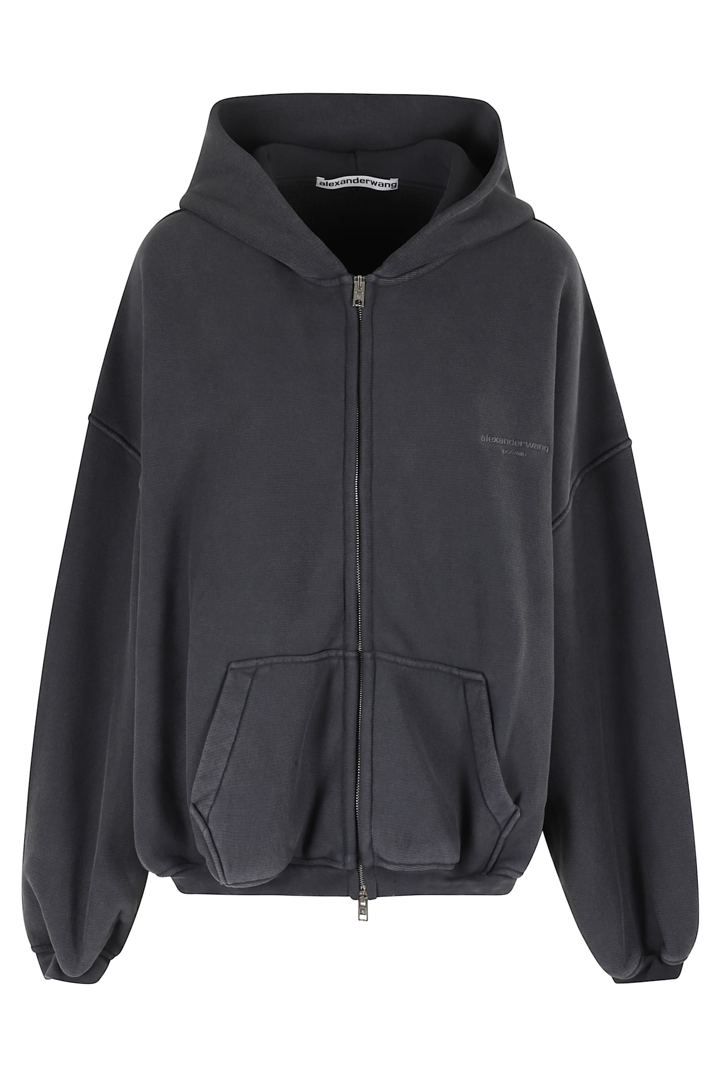 Alexander Wang Balloon Silhouette Zip-up Hoodie In Black