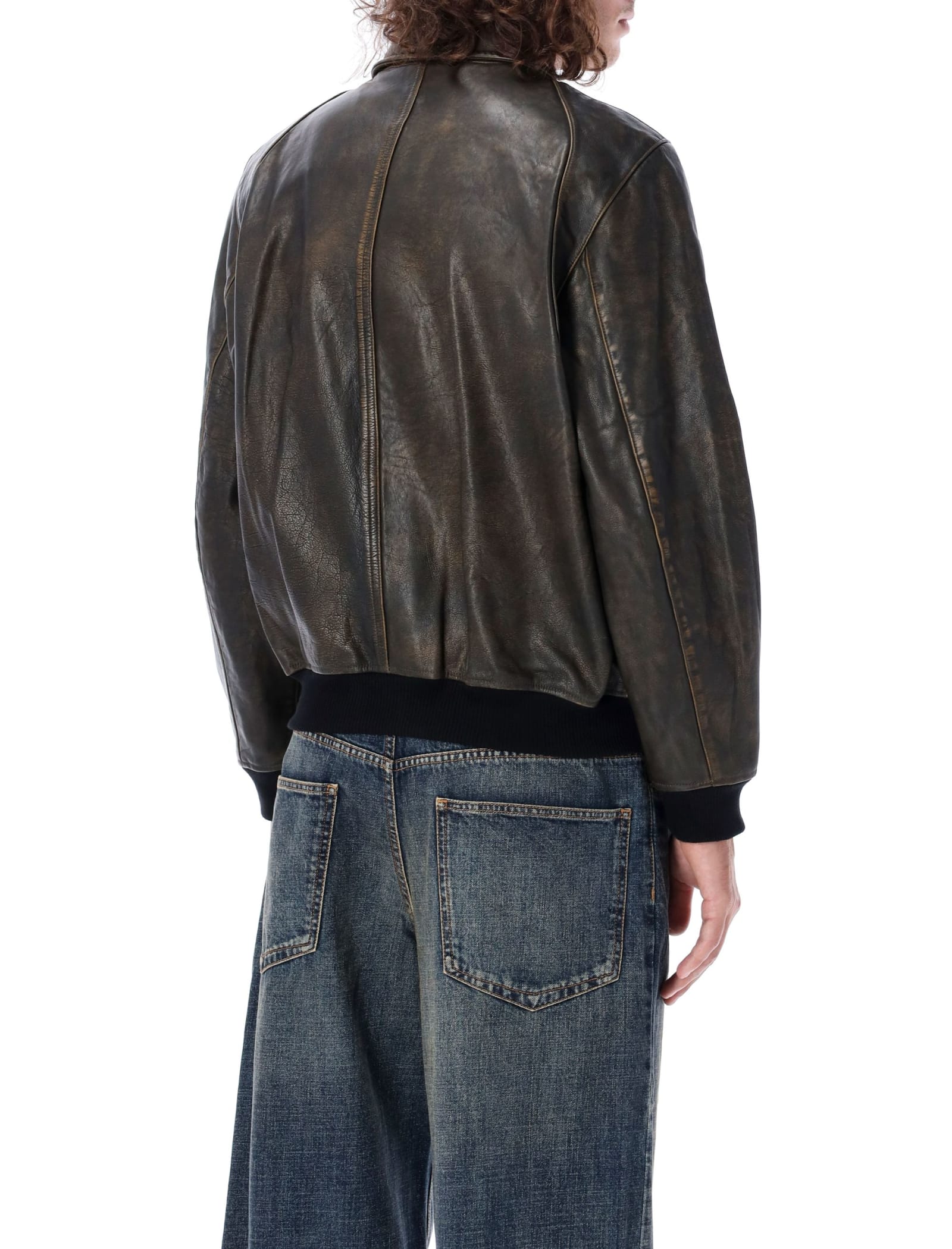 Shop Isabel Marant Brian Leather Jacket In Dark Brown