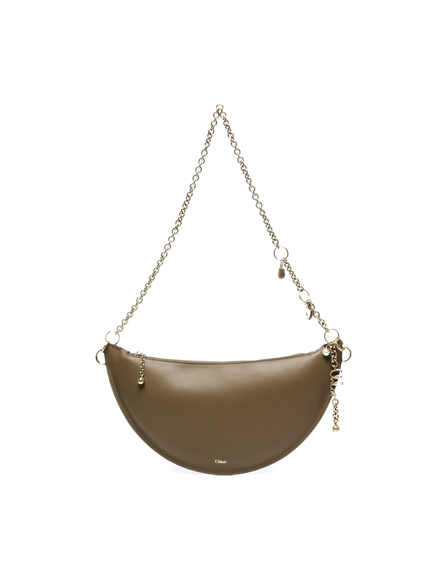 Chloé Crescent Chain Shoulder Bag In Green