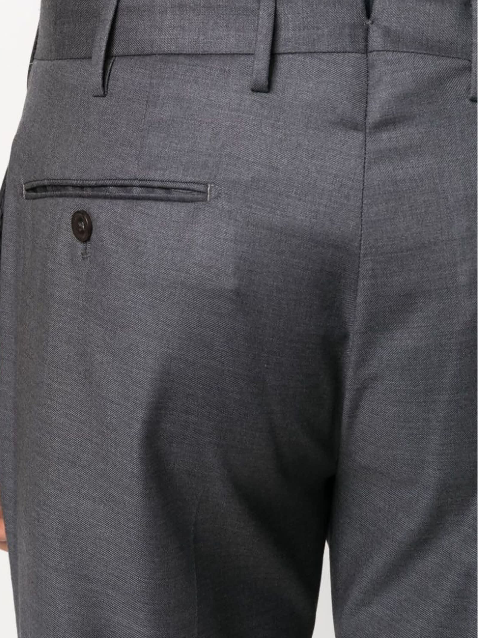 Shop Incotex Grey Virgin Wool Trousers