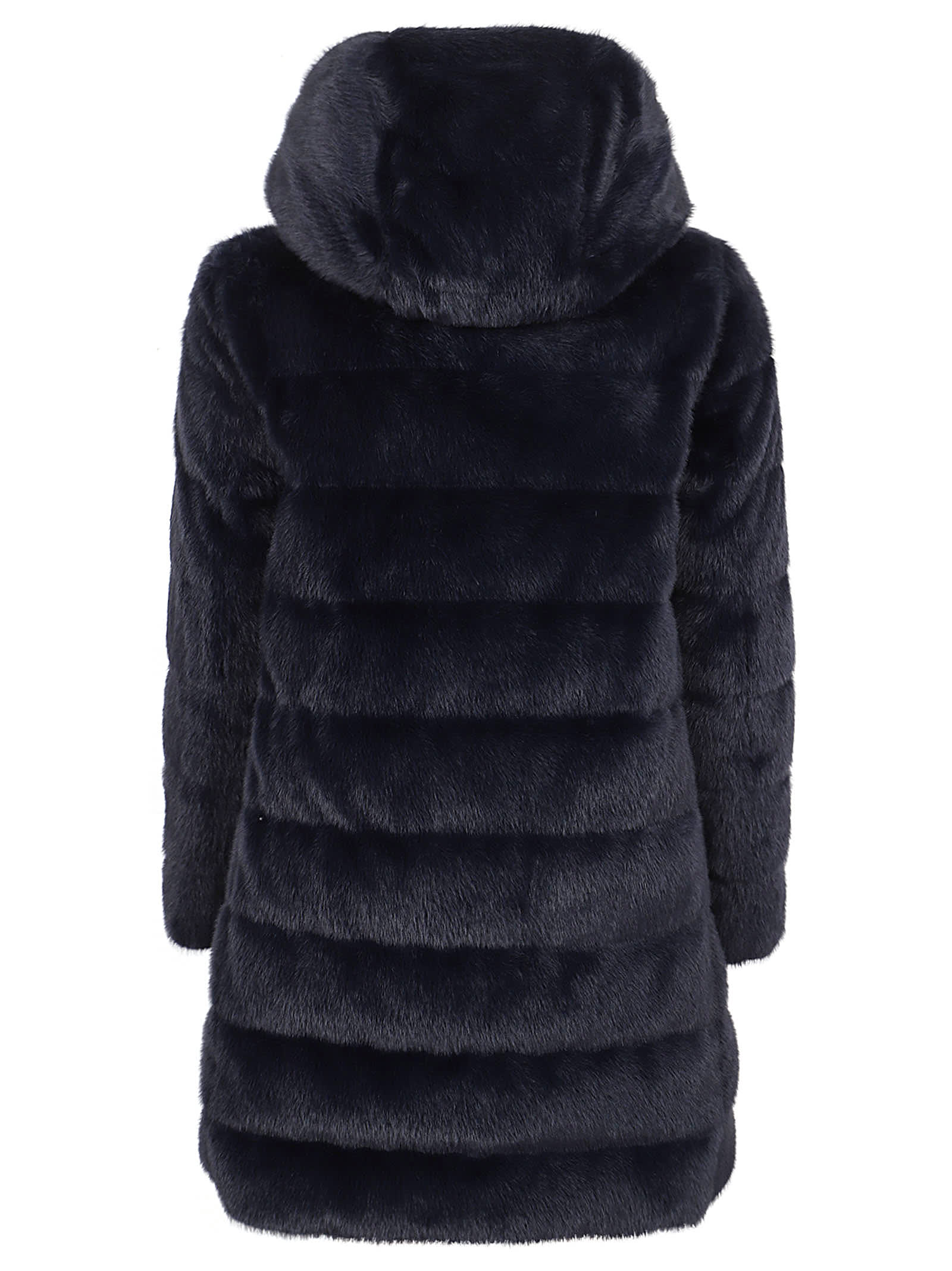 Shop Herno A-shape Down Jacket In Faux Fur In Blu