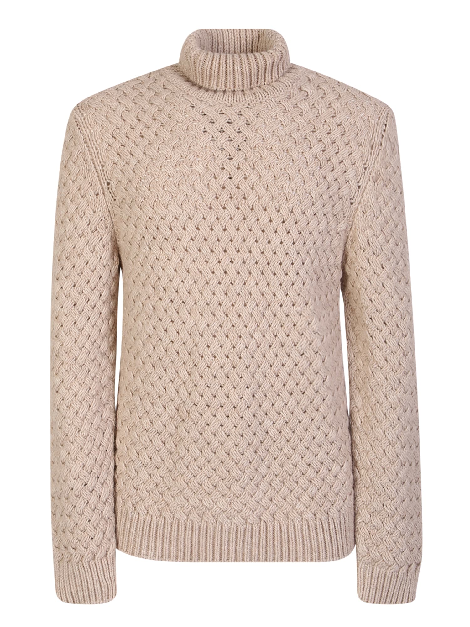 Shop Lardini Woven Knit Pullover Ivory In White