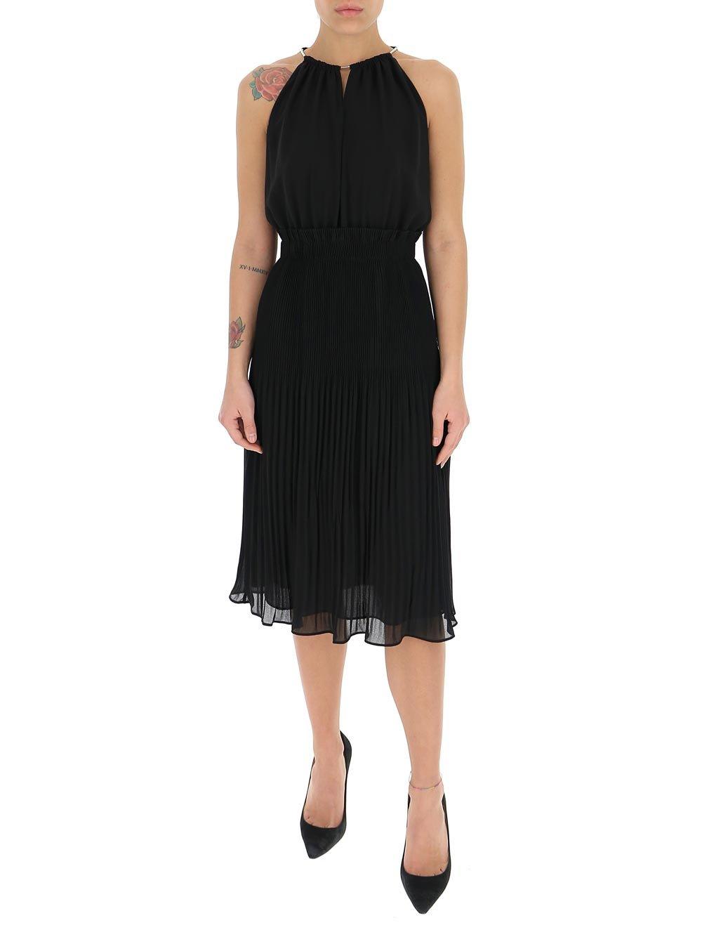 Shop Michael Michael Kors Halter-neck Midi Dress In Black