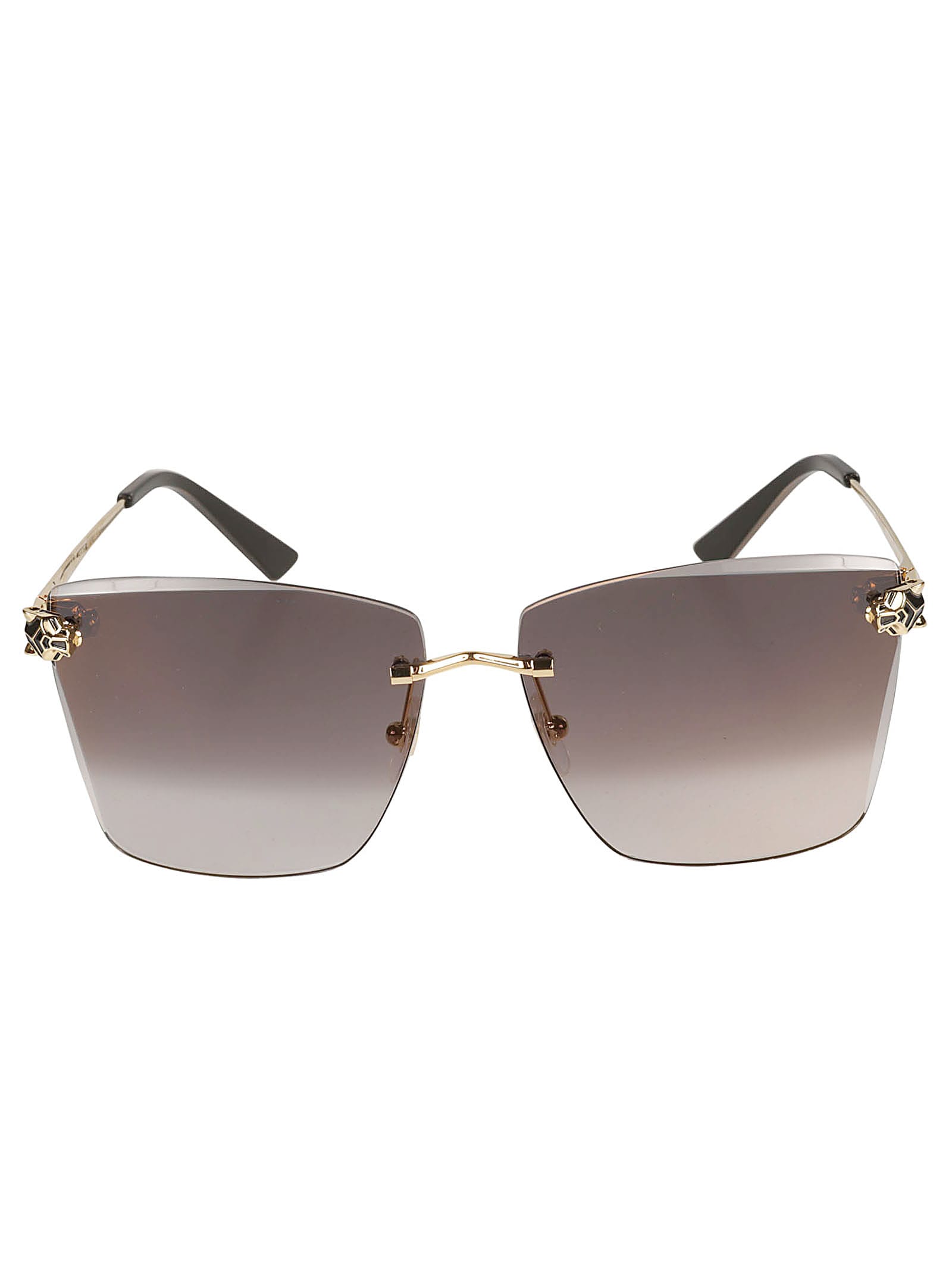 Cartier Square Rimless Sunglasses In Gold/grey