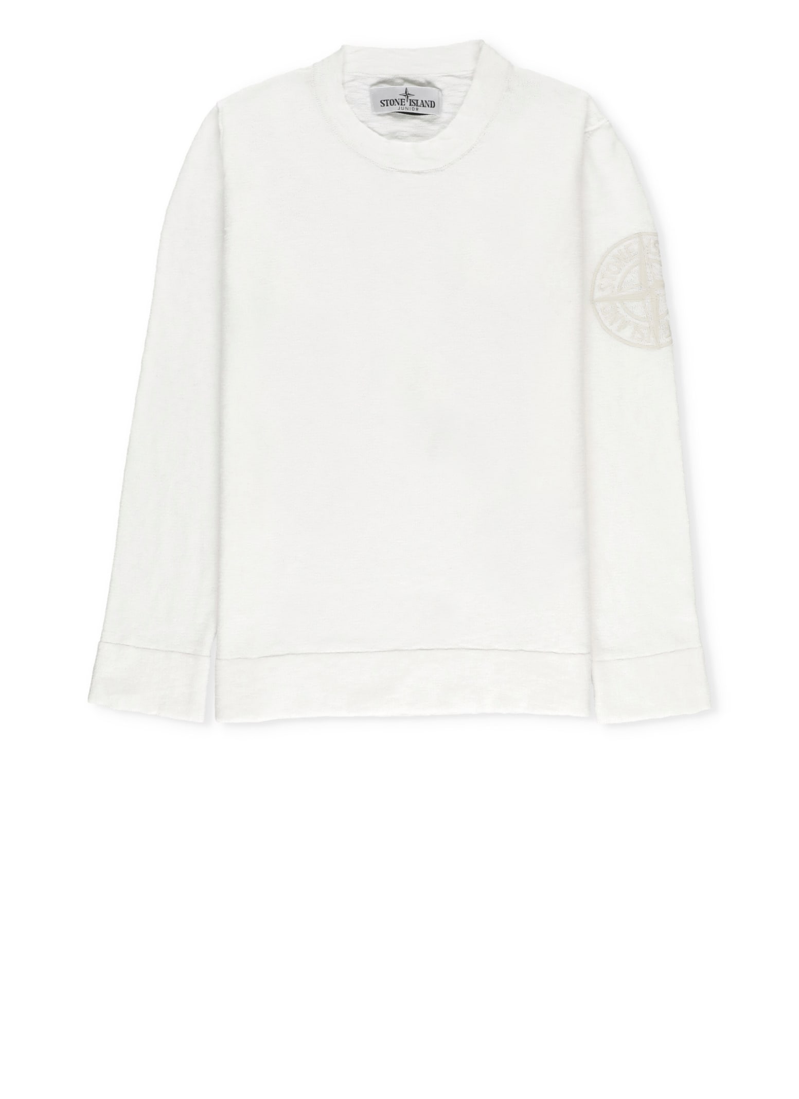 Stone Island Kids' Cotton Sweater With Logo In White