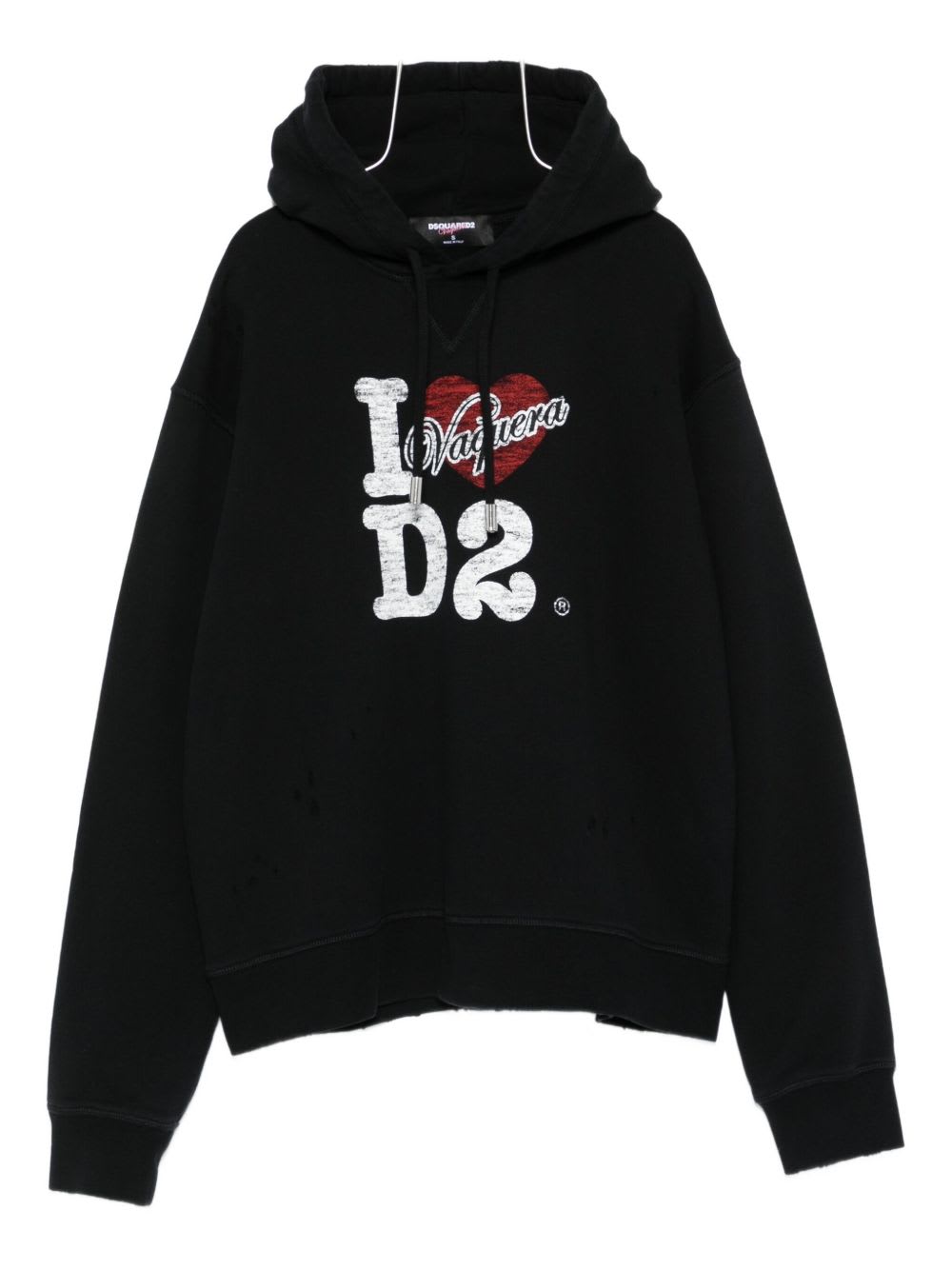 Dsquared2 Cotton Hoodie With Logo And Drawstring In Black