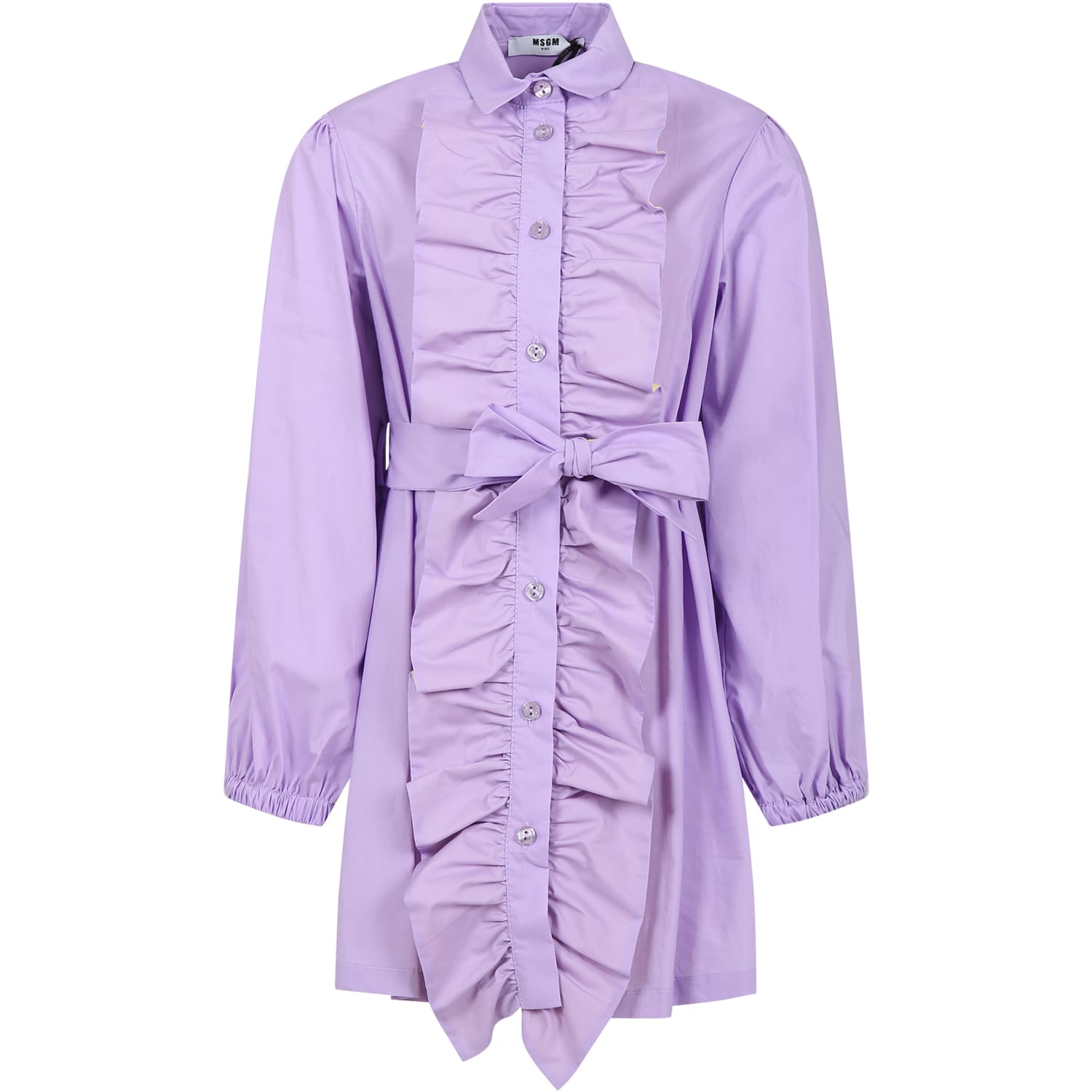 Msgm Kids' Lilac Dress For Girl With Logo