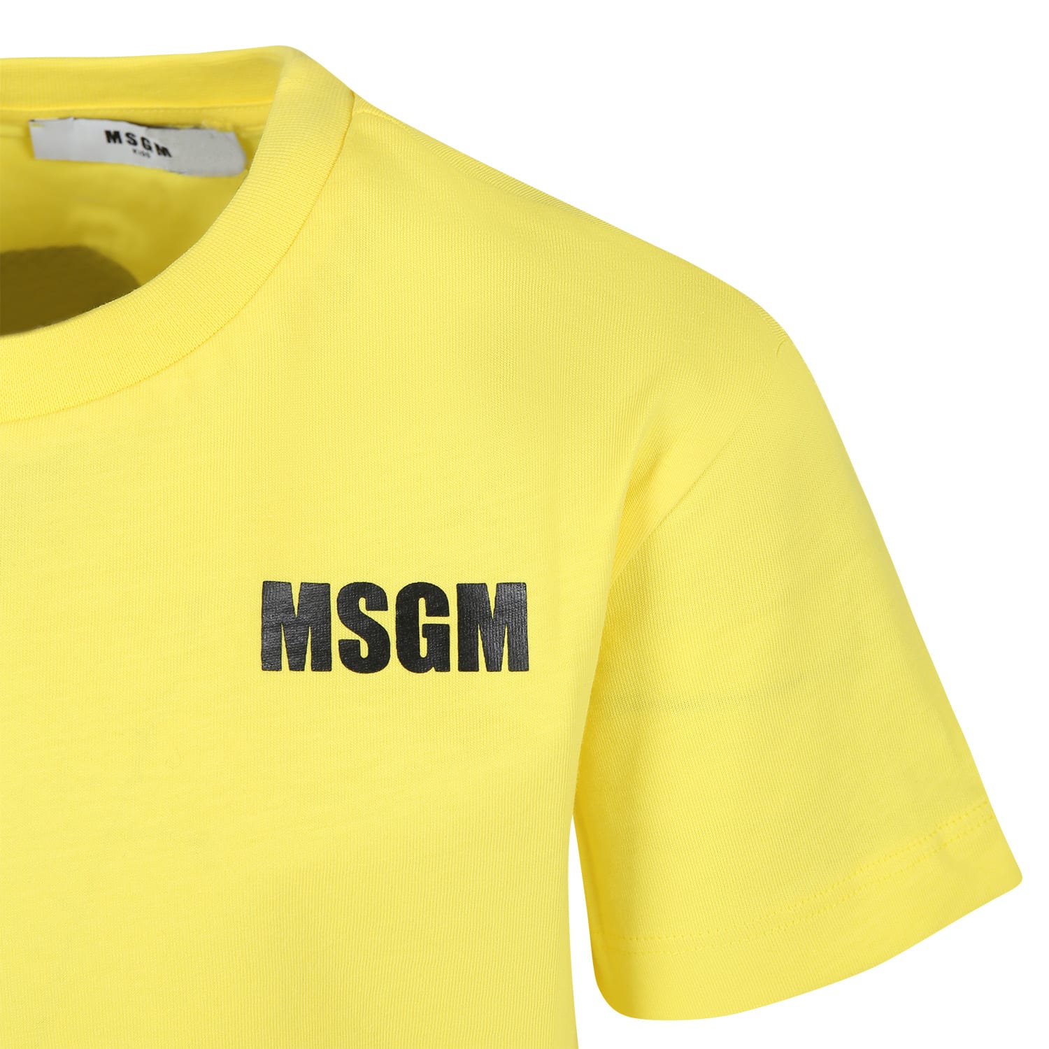 Shop Msgm Yellow T-shirt For Kids With Logo