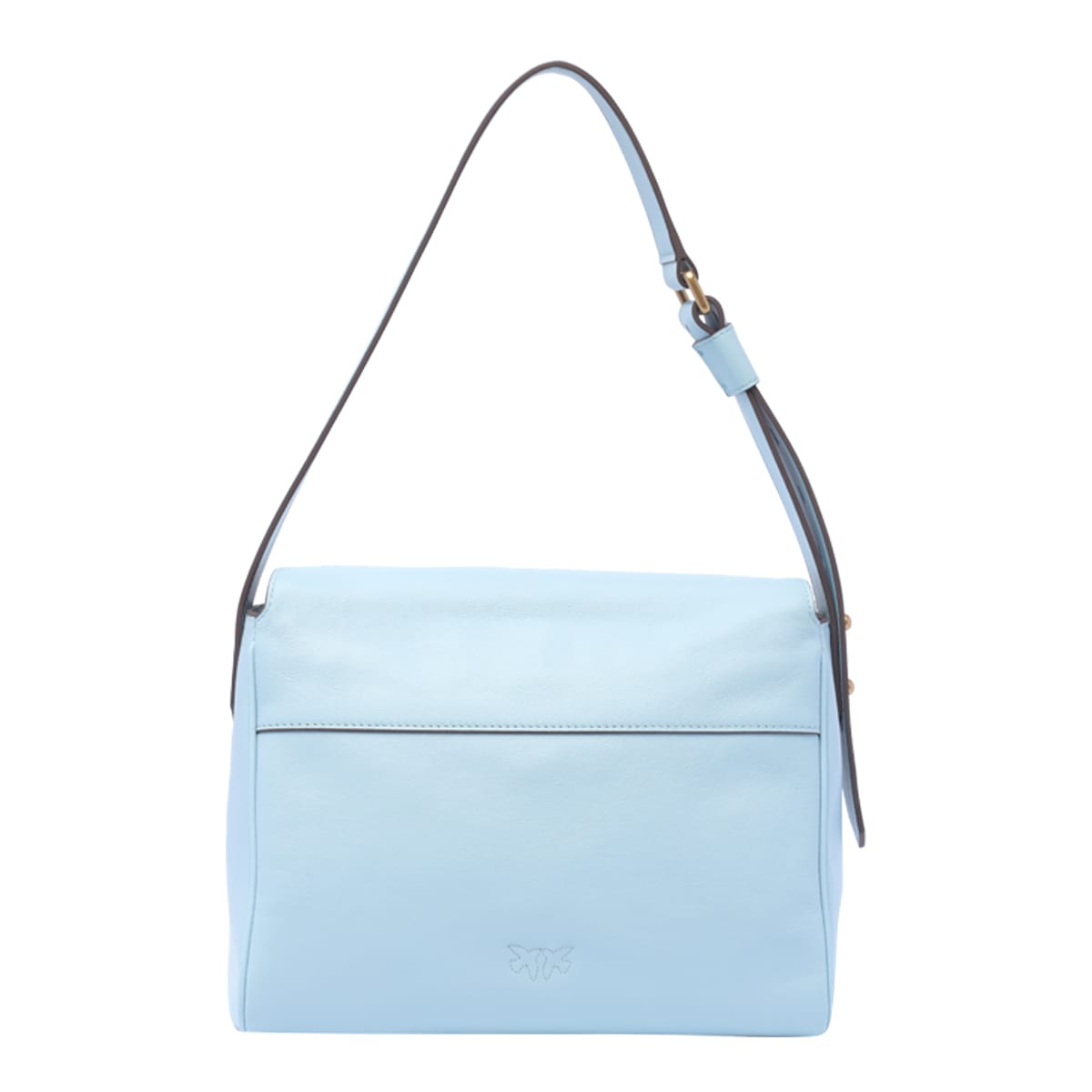 Shop Pinko Leaf Hobo Bag In Cool Blue-antique Gold