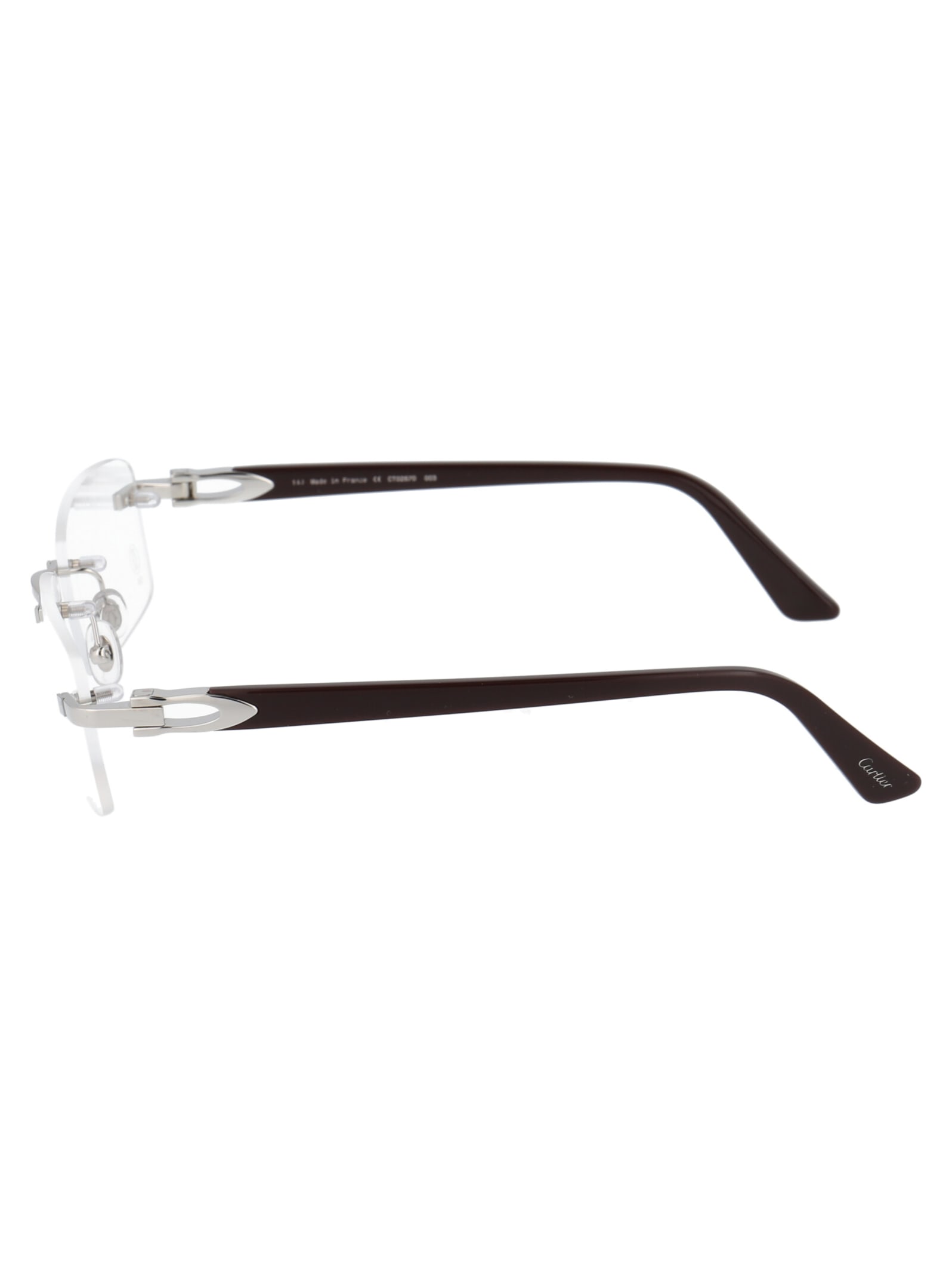 Shop Cartier Ct0287o Glasses In 003 Silver Burgundy Transparent