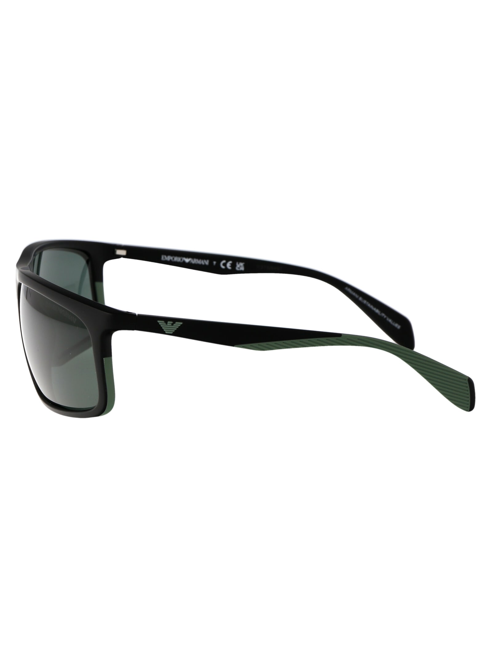 Shop Emporio Armani 0ea4212u Sunglasses In 500171 Matte Black/rubber Green