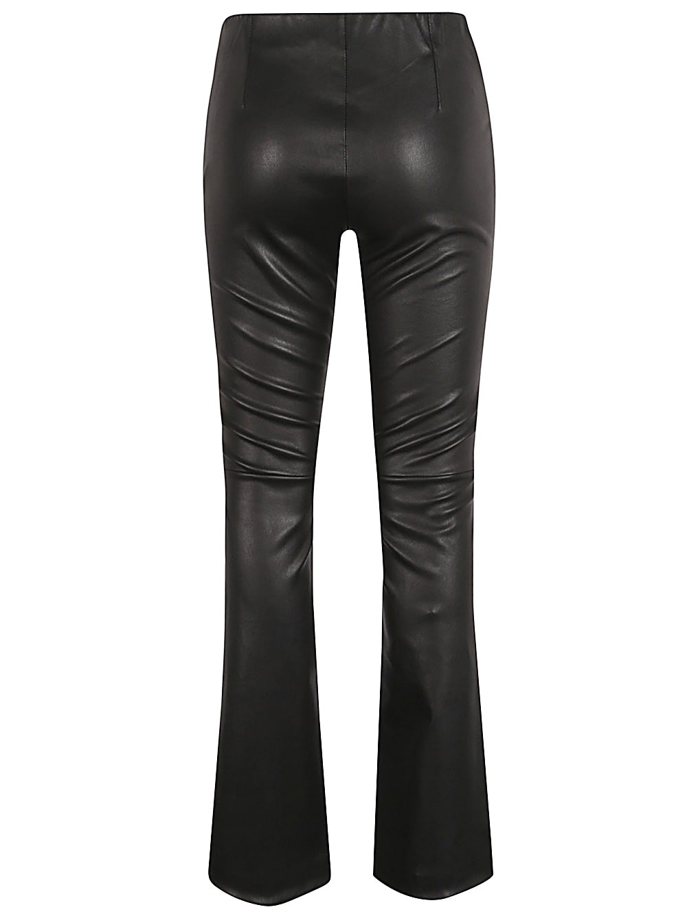 Via Masini 80 Leather Flared Leg Trousers In Black
