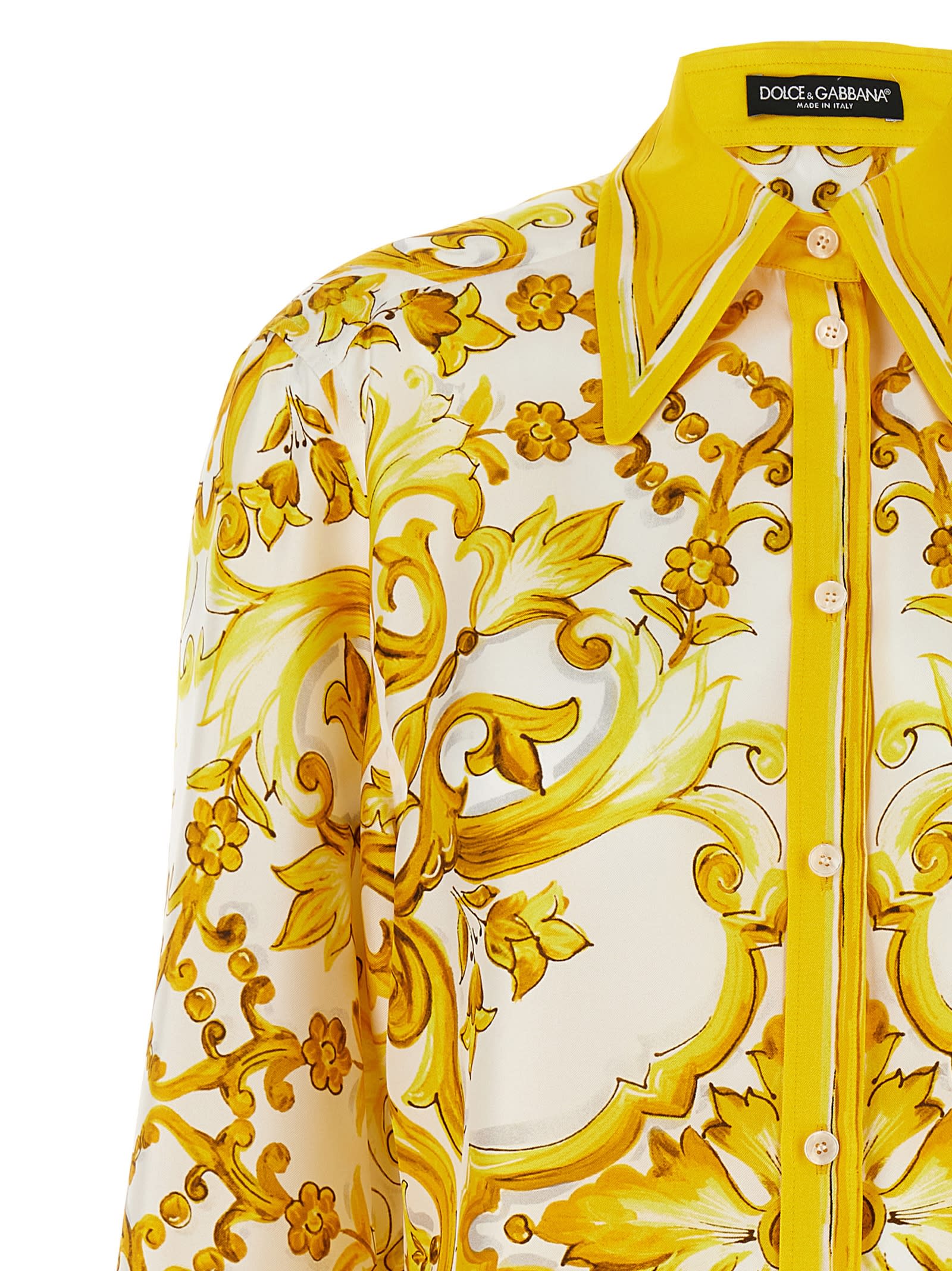 Shop Dolce & Gabbana Silk Shirt In Yellow