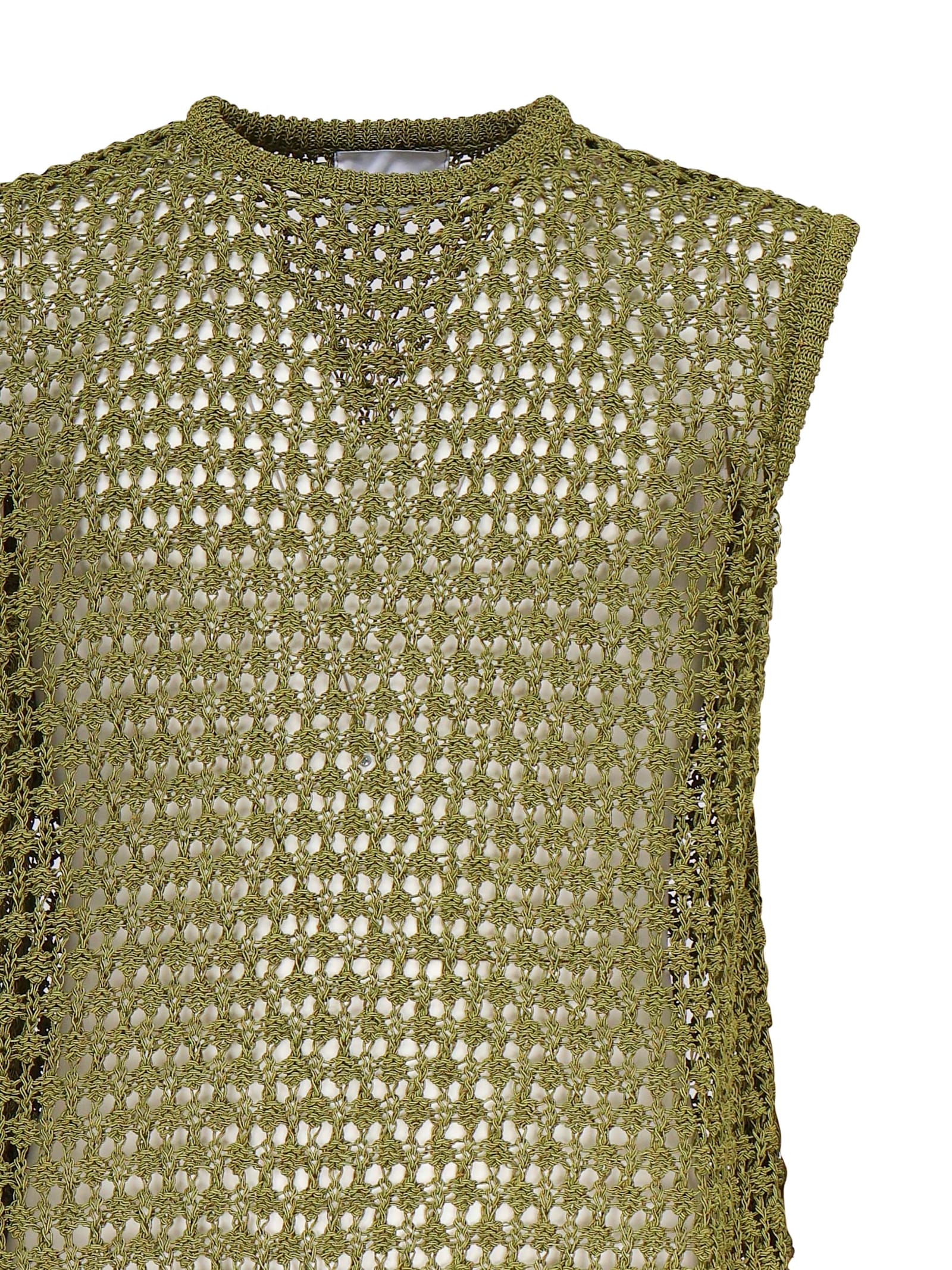 Shop Bonsai Openwork Knit Vest In Green