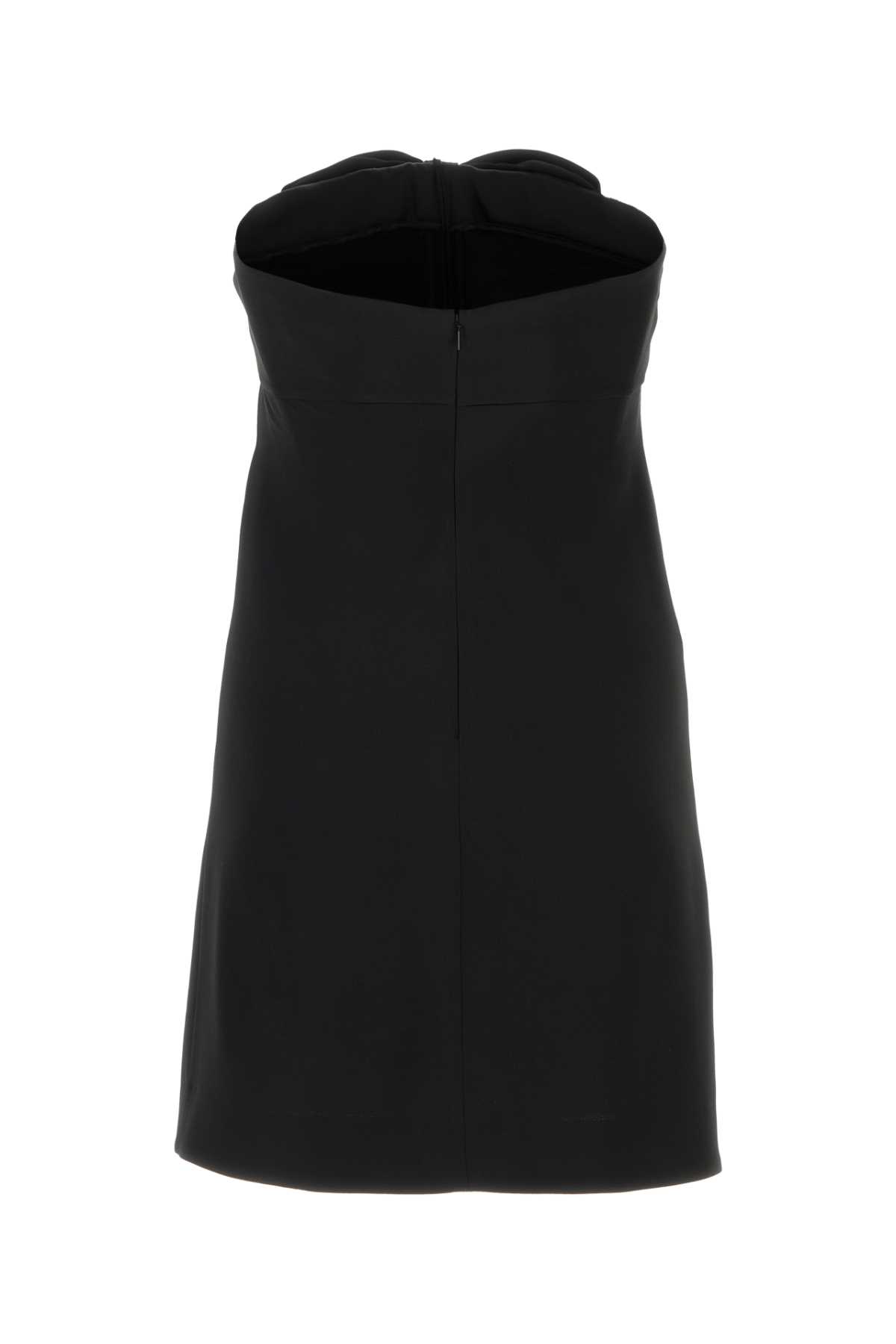 Saint Laurent Black Satin Mini Dress In 1000